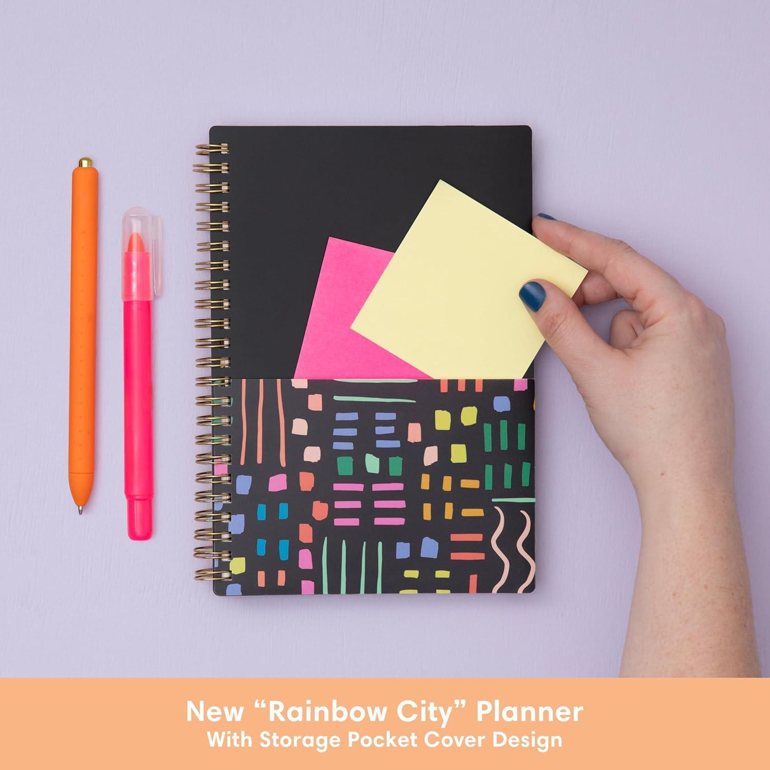 imageBlue Sky Brook Gossen 15 Month 20262027 Weekly and Monthly Academic Year Planner Calendar April 2026 June 2027 5 x 8 Flexible Cover With Zip Pouch Wirebound Laminated Tabs Storage Pocket Rainbow CityRainbow City 20262027