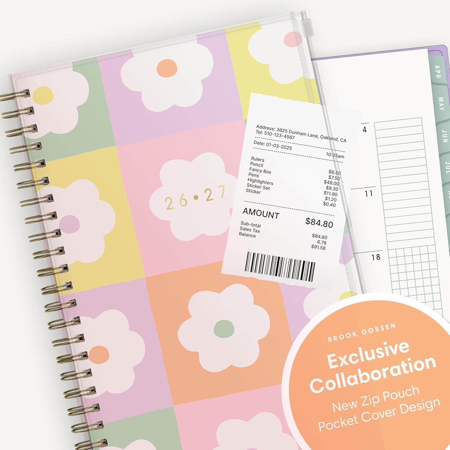 imageBlue Sky Brook Gossen 15 Month 20262027 Weekly and Monthly Academic Year Planner Calendar April 2026 June 2027 5 x 8 Flexible Cover With Zip Pouch Wirebound Laminated Tabs Storage Pocket Rainbow CityDaisy 20262027