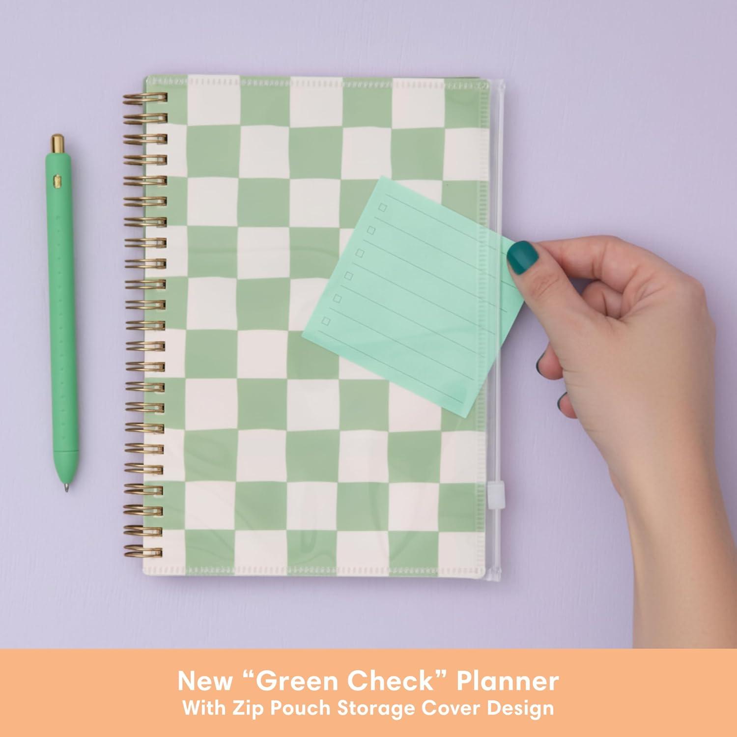 imageBlue Sky Brook Gossen 15 Month 20262027 Weekly and Monthly Academic Year Planner Calendar April 2026 June 2027 5 x 8 Flexible Cover With Zip Pouch Wirebound Laminated Tabs Storage Pocket Rainbow CityGreen Check 20262027