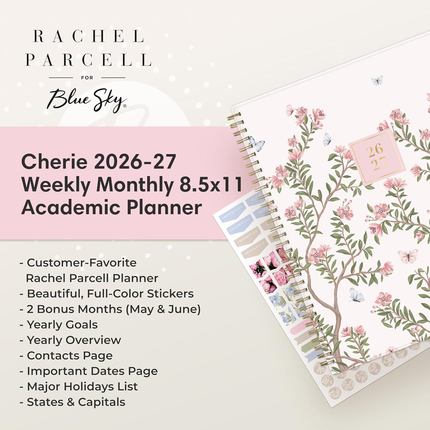 imageBlue Sky Rachel Parcell 20262027 Weekly and Monthly Academic Year Planner Calendar July 2026 June 2027 5 x 8 Flexible Cover Wirebound Laminated Tabs Storage Pocket Includes Stickers CherieCherie 20262027