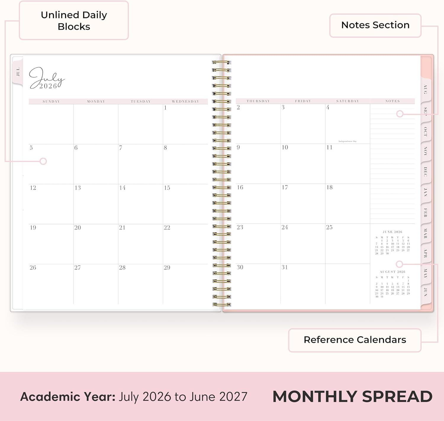 imageBlue Sky Rachel Parcell 20262027 Weekly and Monthly Academic Year Planner Calendar July 2026 June 2027 5 x 8 Flexible Cover Wirebound Laminated Tabs Storage Pocket Includes Stickers CherieCherie 20262027