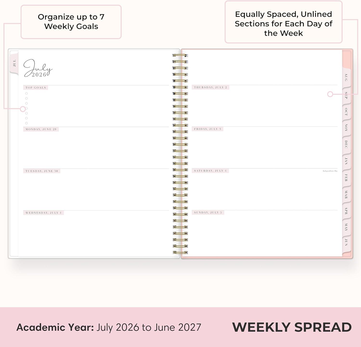 imageBlue Sky Rachel Parcell 20262027 Weekly and Monthly Academic Year Planner Calendar July 2026 June 2027 5 x 8 Flexible Cover Wirebound Laminated Tabs Storage Pocket Includes Stickers CherieCherie 20262027