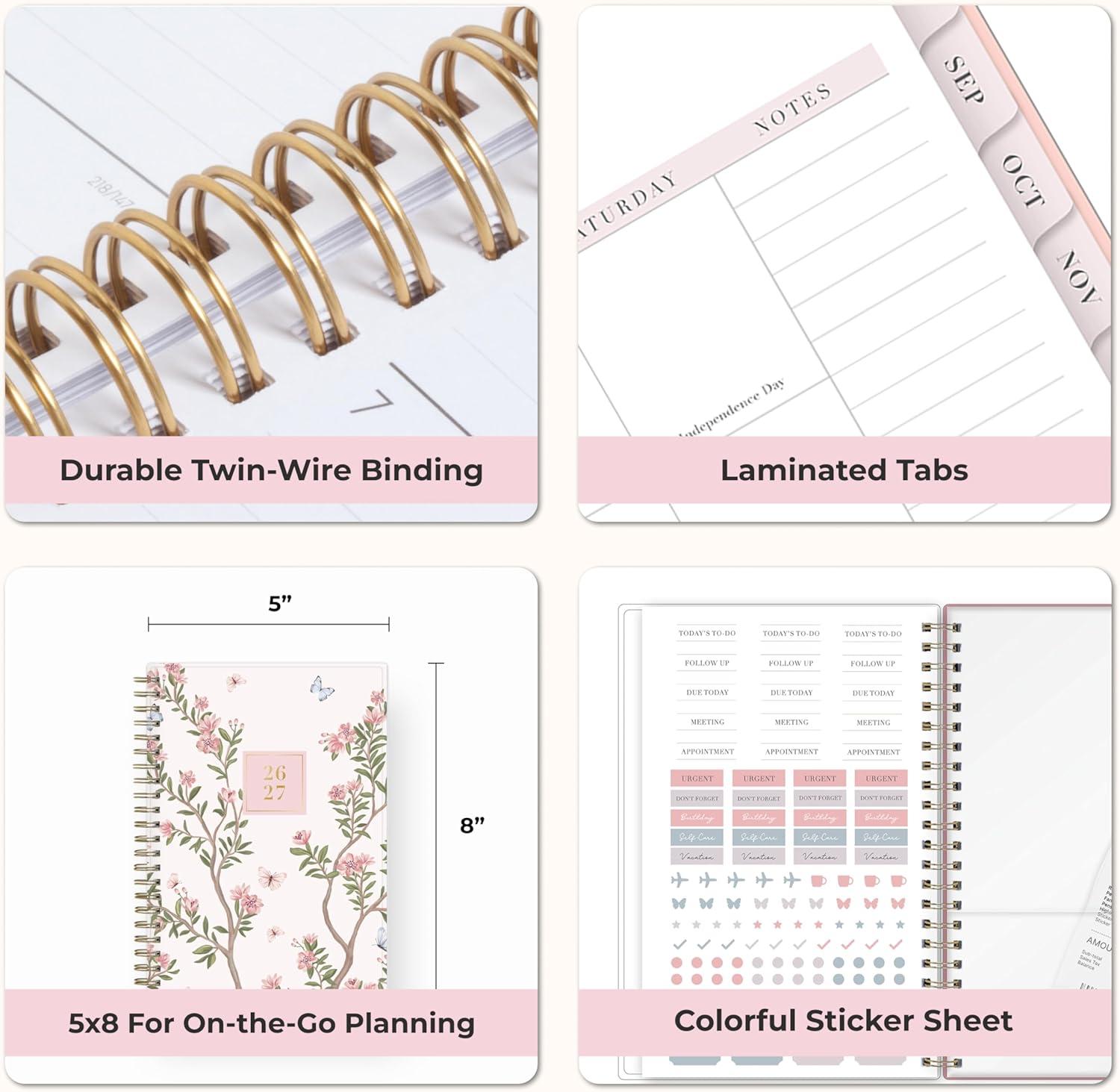 imageBlue Sky Rachel Parcell 20262027 Weekly and Monthly Academic Year Planner Calendar July 2026 June 2027 5 x 8 Flexible Cover Wirebound Laminated Tabs Storage Pocket Includes Stickers CherieCherie 20262027