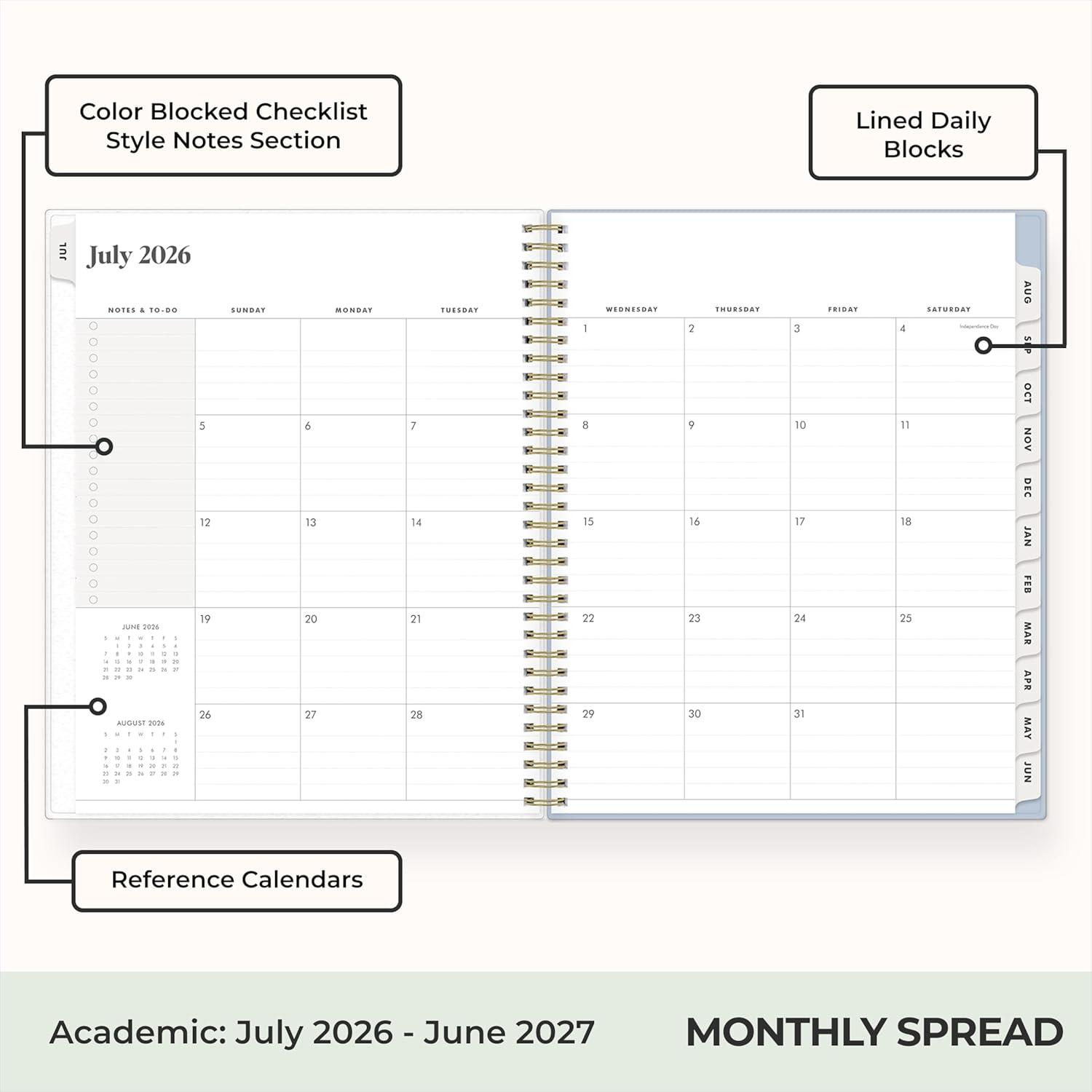 imageBlue Sky The Everygirl 20262027 Weekly and Monthly Academic Year Planner Calendar July 2026 June 2027 5 x 8 Flexible Cover Wirebound Laminated Tabs Storage Pocket Includes Stickers Stratford CoastalStratford Coastal 20262027