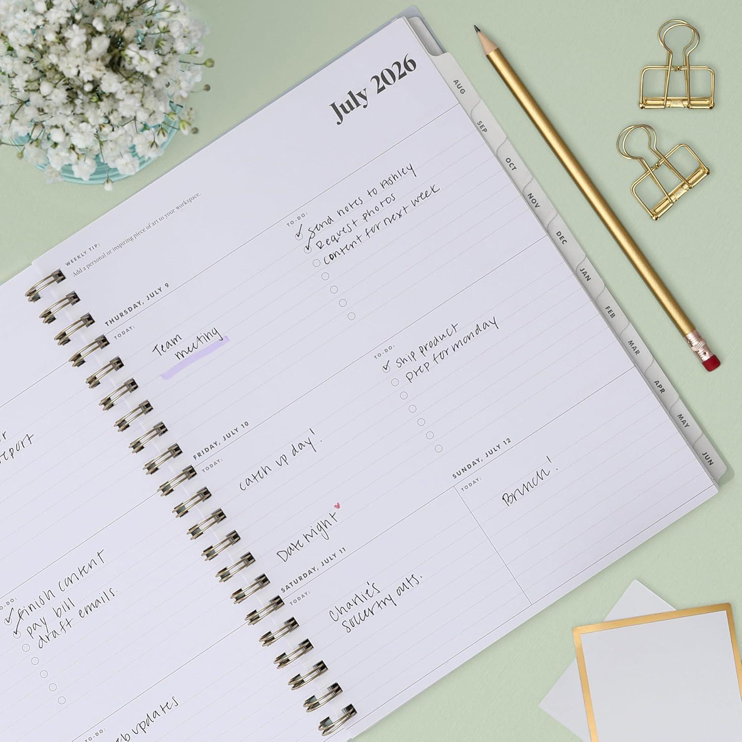 imageBlue Sky The Everygirl 20262027 Weekly and Monthly Academic Year Planner Calendar July 2026 June 2027 5 x 8 Flexible Cover Wirebound Laminated Tabs Storage Pocket Includes Stickers Stratford CoastalStratford Coastal 20262027