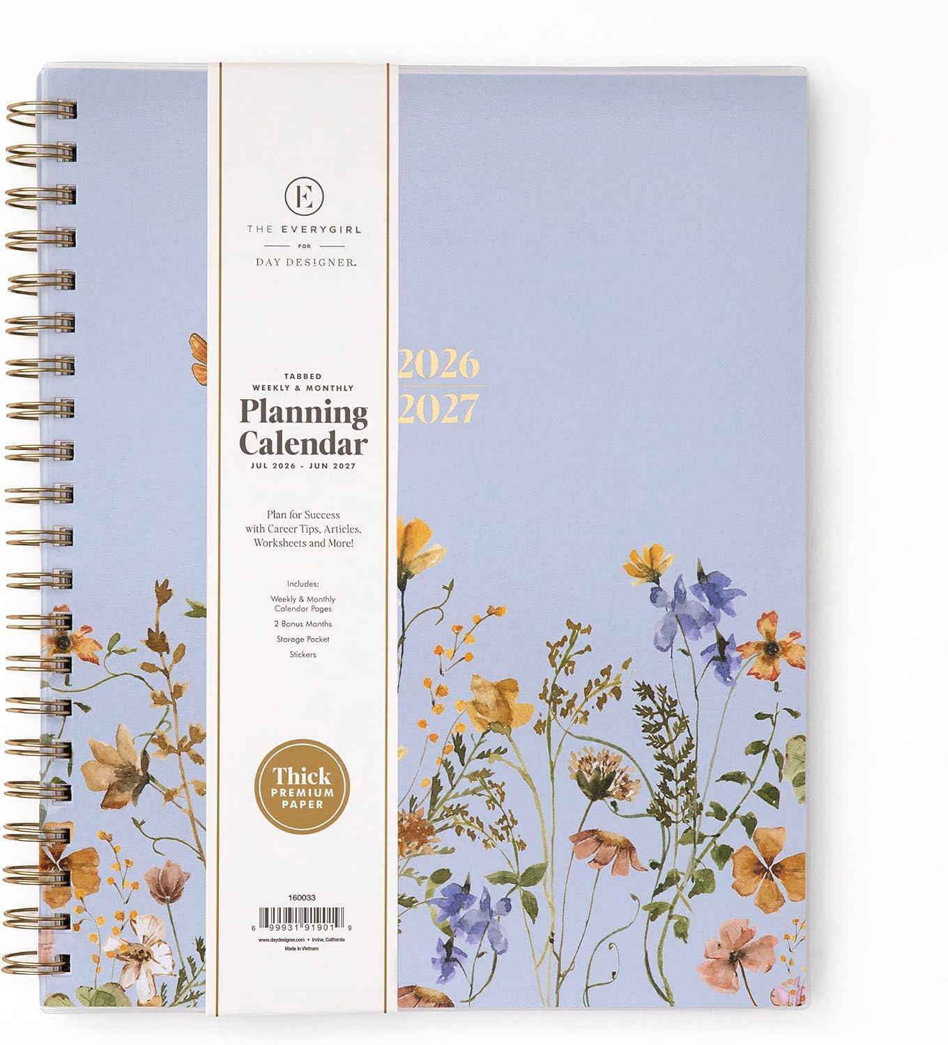 imageBlue Sky The Everygirl 20262027 Weekly and Monthly Academic Year Planner Calendar July 2026 June 2027 5 x 8 Flexible Cover Wirebound Laminated Tabs Storage Pocket Includes Stickers Stratford CoastalStratford Coastal 20262027
