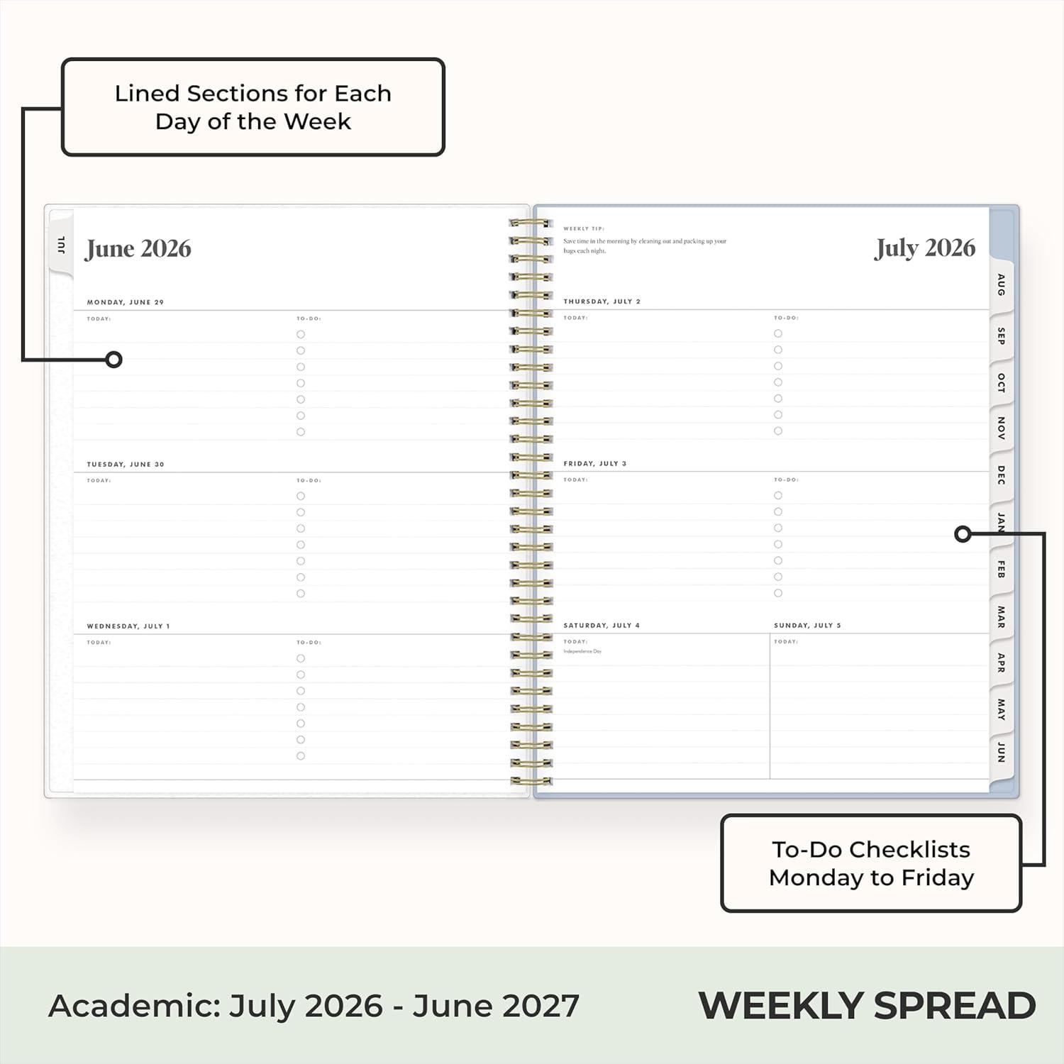 imageBlue Sky The Everygirl 20262027 Weekly and Monthly Academic Year Planner Calendar July 2026 June 2027 5 x 8 Flexible Cover Wirebound Laminated Tabs Storage Pocket Includes Stickers Stratford CoastalStratford Coastal 20262027