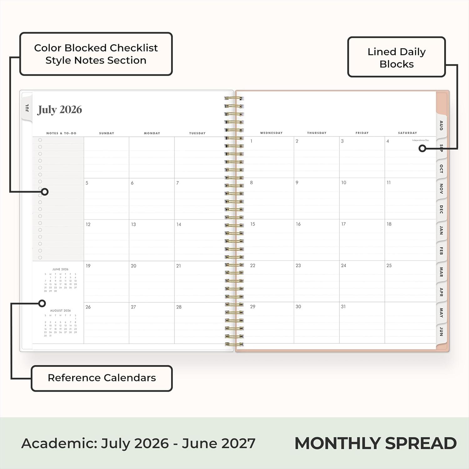 imageBlue Sky The Everygirl 20262027 Weekly and Monthly Academic Year Planner Calendar July 2026 June 2027 5 x 8 Flexible Cover Wirebound Laminated Tabs Storage Pocket Includes Stickers Bengala Desert RoseBengala Desert Rose 20262027