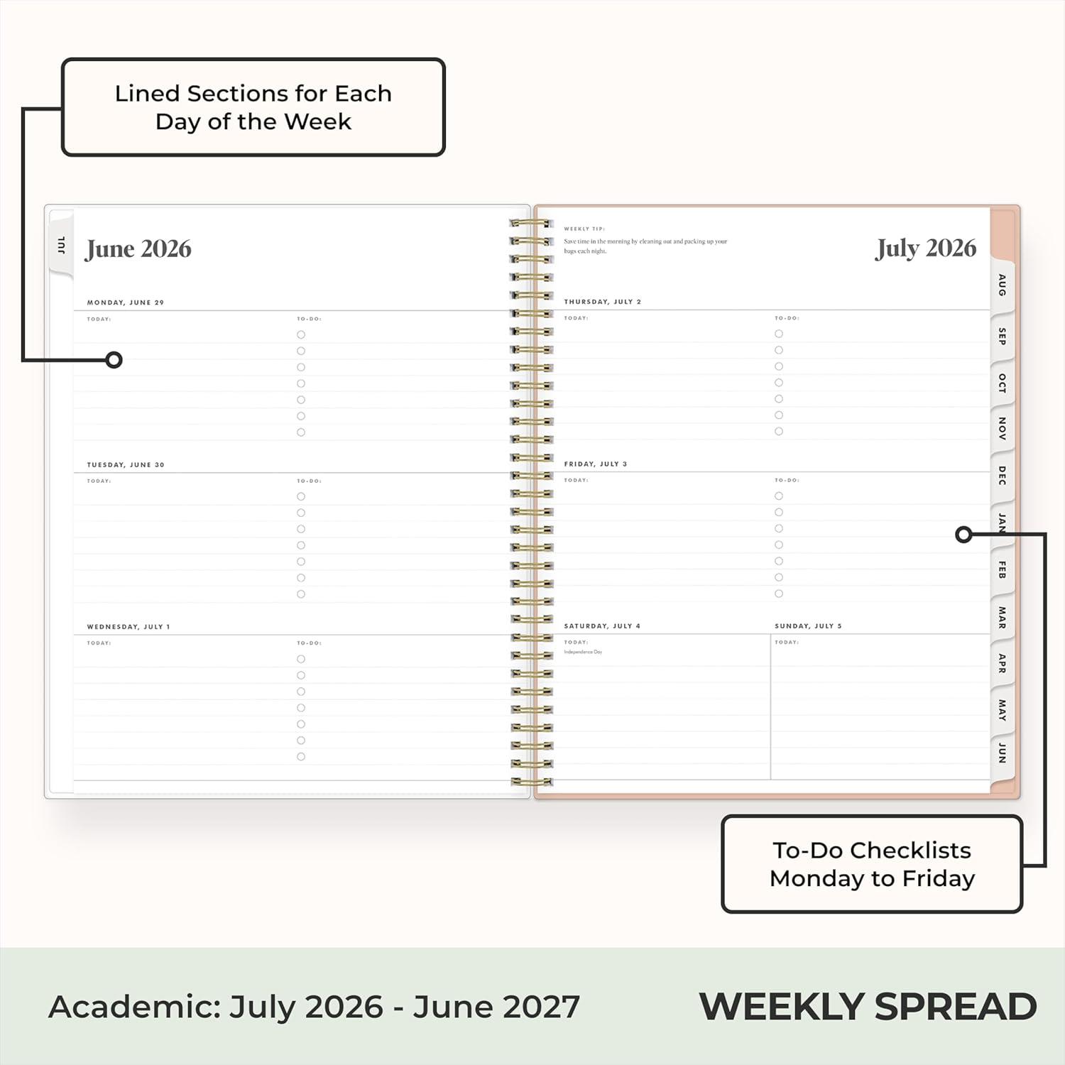 imageBlue Sky The Everygirl 20262027 Weekly and Monthly Academic Year Planner Calendar July 2026 June 2027 5 x 8 Flexible Cover Wirebound Laminated Tabs Storage Pocket Includes Stickers Bengala Desert RoseBengala Desert Rose 20262027