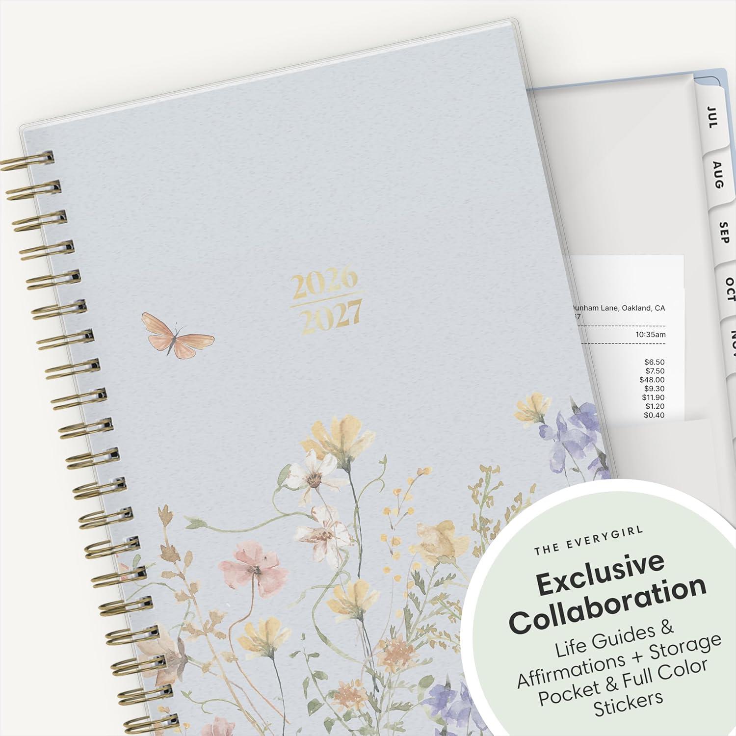 imageBlue Sky The Everygirl 20262027 Weekly and Monthly Academic Year Planner Calendar July 2026 June 2027 5 x 8 Flexible Cover Wirebound Laminated Tabs Storage Pocket Includes Stickers Stratford CoastalStratford Coastal 20262027