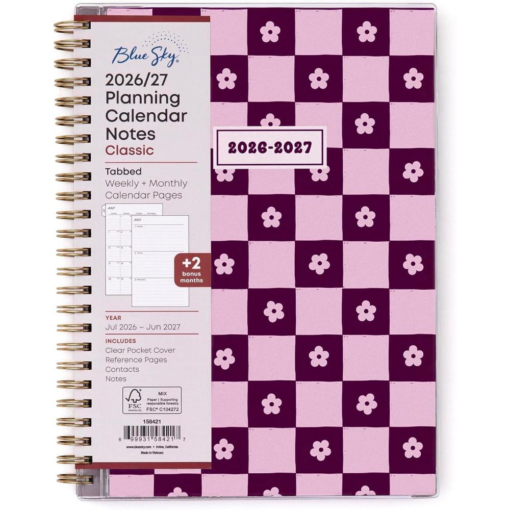 imageBlue Sky 20262027 Weekly and Monthly Academic Year Planner Calendar July 2026 June 2027 5875 x 8625 Flexible Pocket Cover Wirebound Laminated Tabs Includes Extra 30 Sheets of Notes Dark PeoniesMayla 20262027