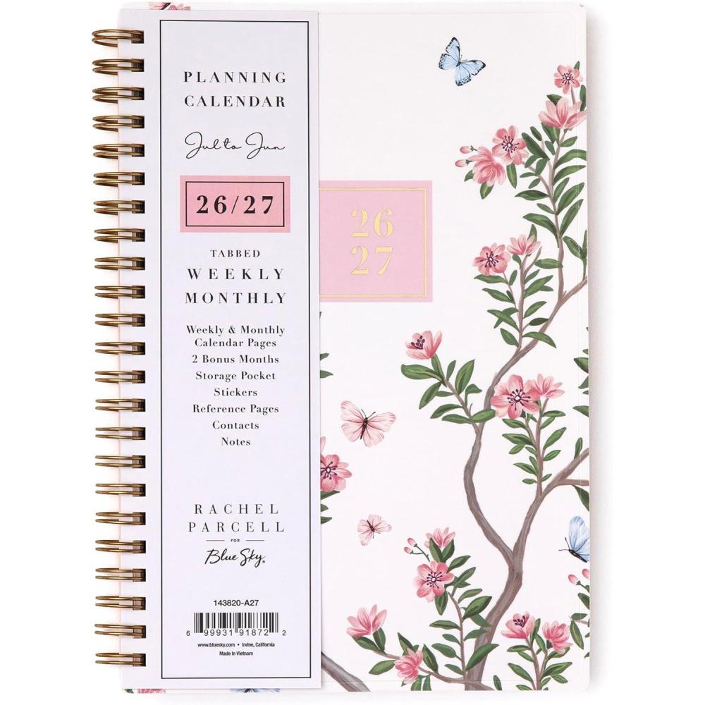 imageBlue Sky Rachel Parcell 20262027 Weekly and Monthly Academic Year Planner Calendar July 2026 June 2027 5 x 8 Flexible Cover Wirebound Laminated Tabs Storage Pocket Includes Stickers CherieCherie 20262027