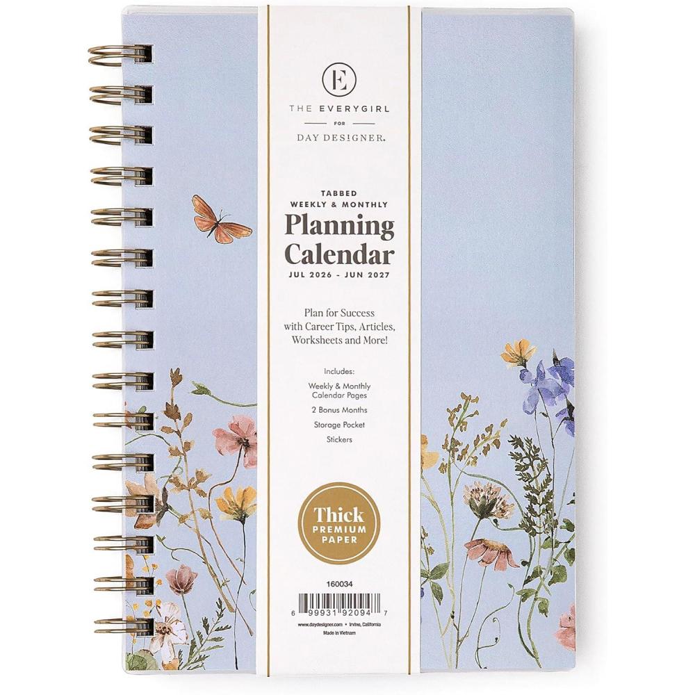 imageBlue Sky The Everygirl 20262027 Weekly and Monthly Academic Year Planner Calendar July 2026 June 2027 5 x 8 Flexible Cover Wirebound Laminated Tabs Storage Pocket Includes Stickers Stratford CoastalStratford Coastal 20262027