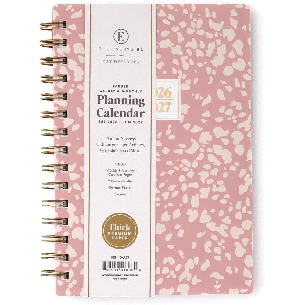 imageBlue Sky The Everygirl 20262027 Weekly and Monthly Academic Year Planner Calendar July 2026 June 2027 5 x 8 Flexible Cover Wirebound Laminated Tabs Storage Pocket Includes Stickers Bengala Desert RoseBengala Desert Rose 20262027