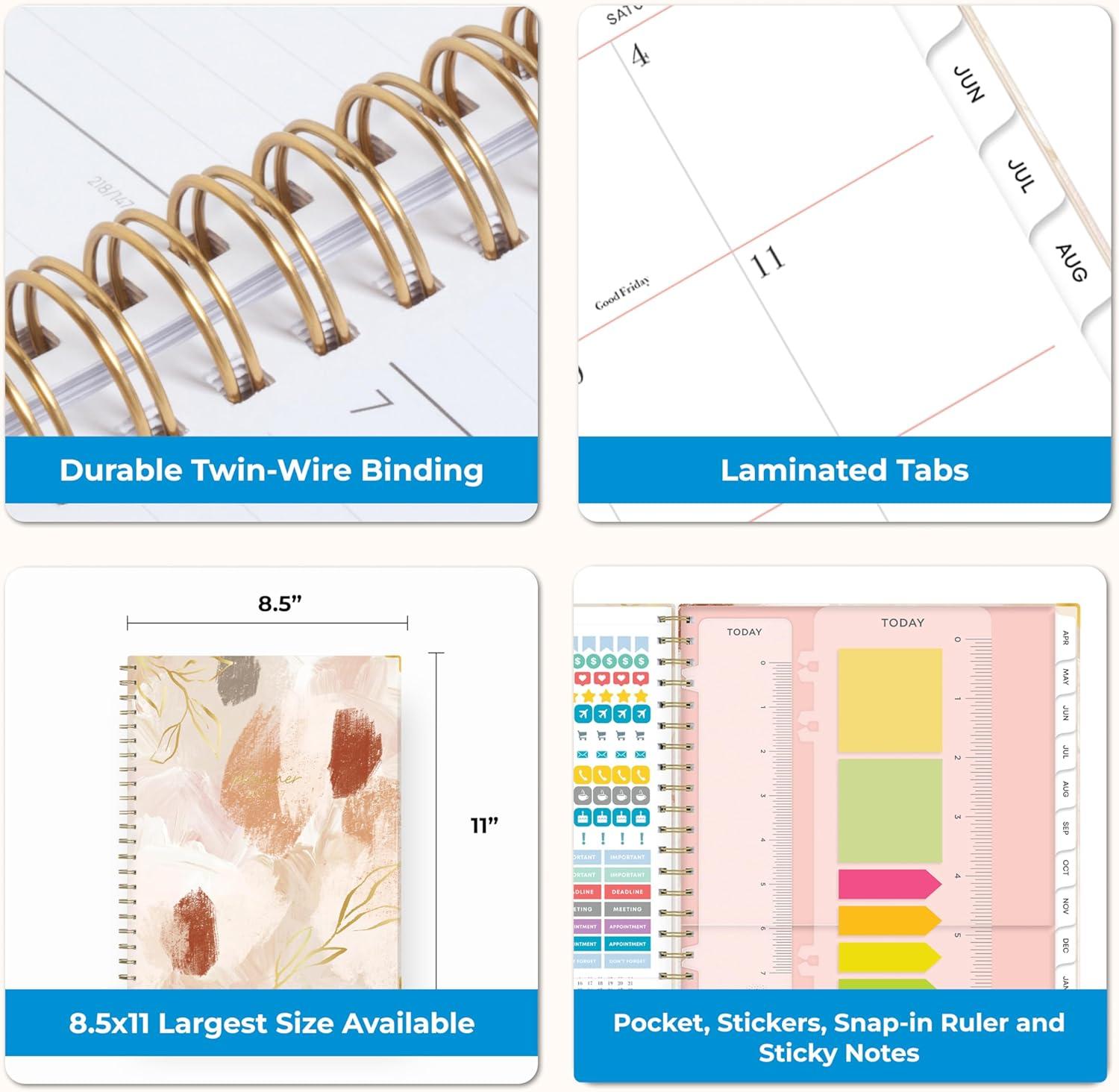 imageBlue Sky 15 Month 20262027 Weekly and Monthly Academic Year Planner Calendar April 2026 June 2027 85 x 11 Hard Cover Wirebound Laminated Tabs Storage Pocket Includes Snapin Ruler wSticky Notes amp Sticker Sheet Londonberry WhiteHenri 20262027