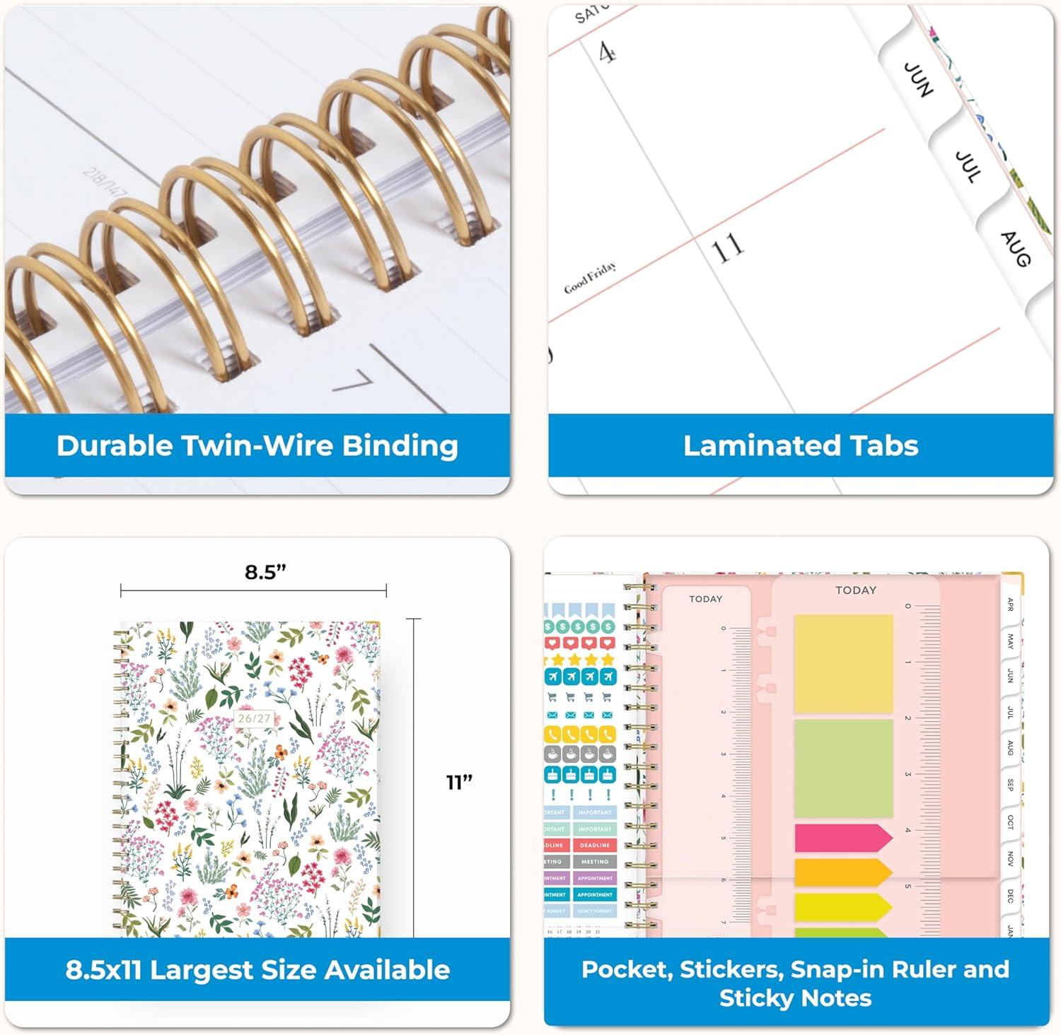 imageBlue Sky 15 Month 20262027 Weekly and Monthly Academic Year Planner Calendar April 2026 June 2027 85 x 11 Hard Cover Wirebound Laminated Tabs Storage Pocket Includes Snapin Ruler wSticky Notes amp Sticker Sheet Londonberry WhiteLondonberry 20262027
