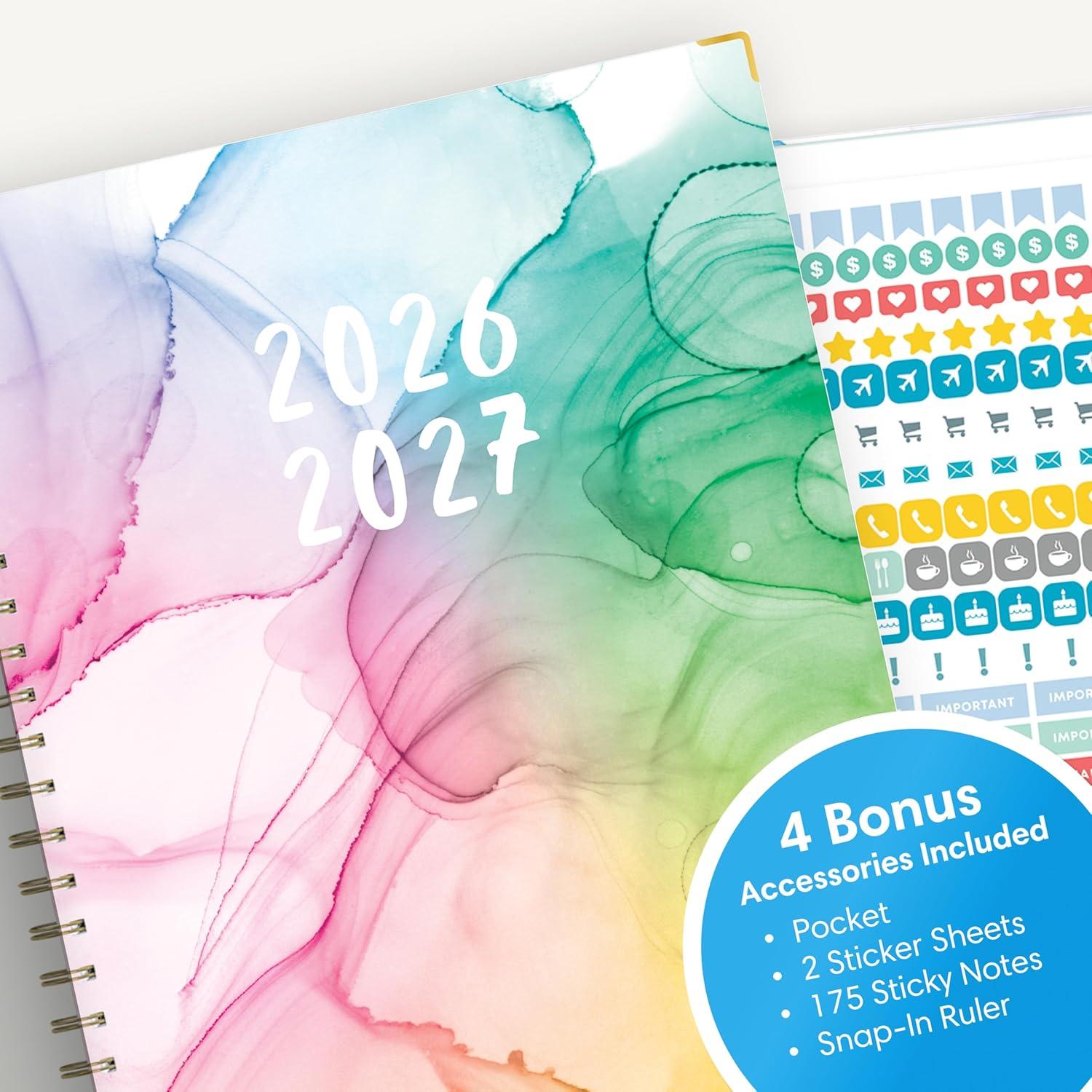 imageBlue Sky 15 Month 20262027 Weekly and Monthly Academic Year Planner Calendar April 2026 June 2027 85 x 11 Hard Cover Wirebound Laminated Tabs Storage Pocket Includes Snapin Ruler wSticky Notes amp Sticker Sheet Londonberry WhiteRainbow Ink 20262027