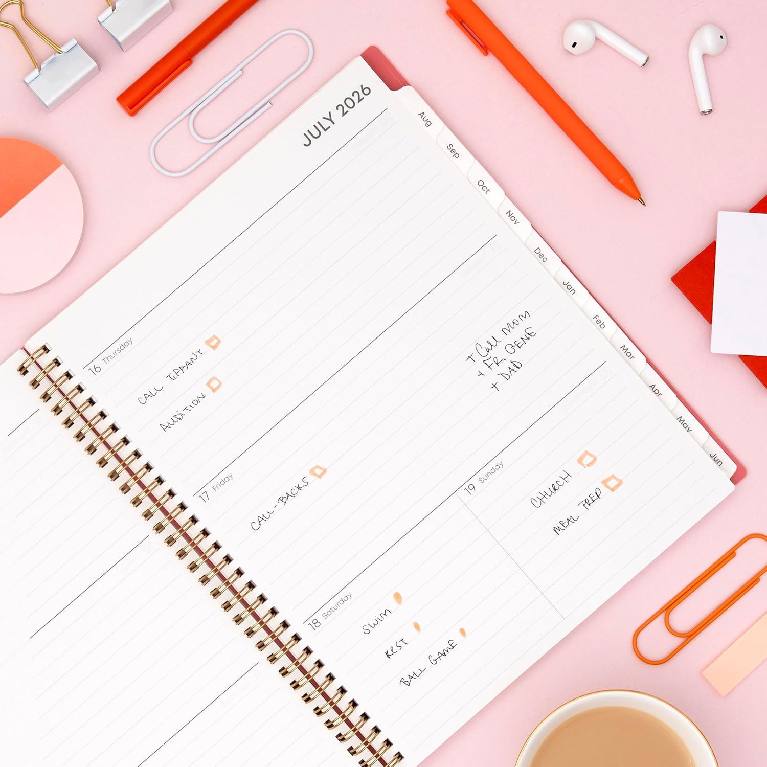 imageBlue Sky 20262027 Weekly and Monthly Academic Year Planner Calendar July 2026 June 2027 5 x 8 Clear Pocket Cover Wirebound Laminated Tabs Cali PinkCali Pink 20262027