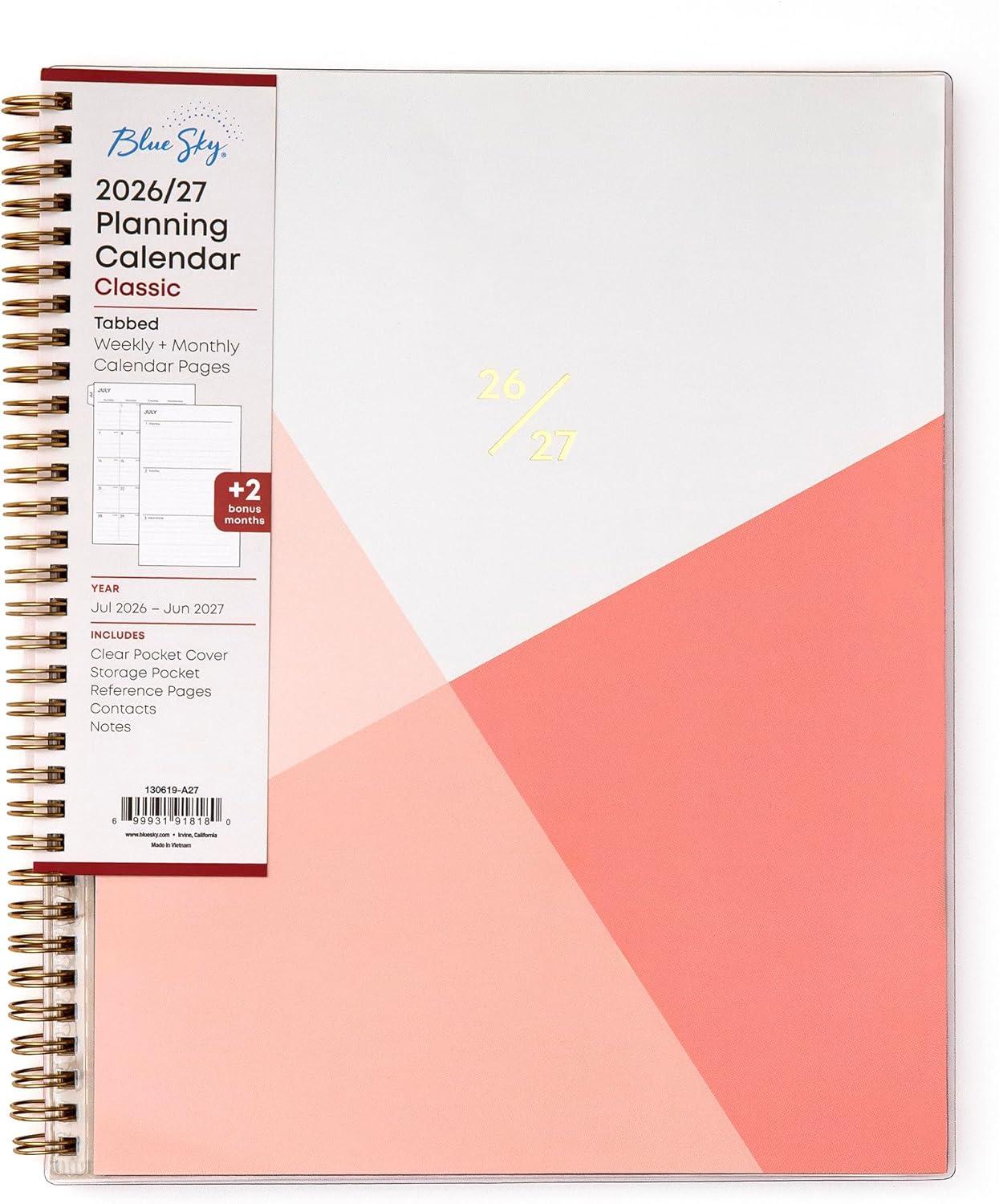 imageBlue Sky 20262027 Weekly and Monthly Academic Year Planner Calendar July 2026 June 2027 5 x 8 Clear Pocket Cover Wirebound Laminated Tabs Cali PinkCali Pink 20262027