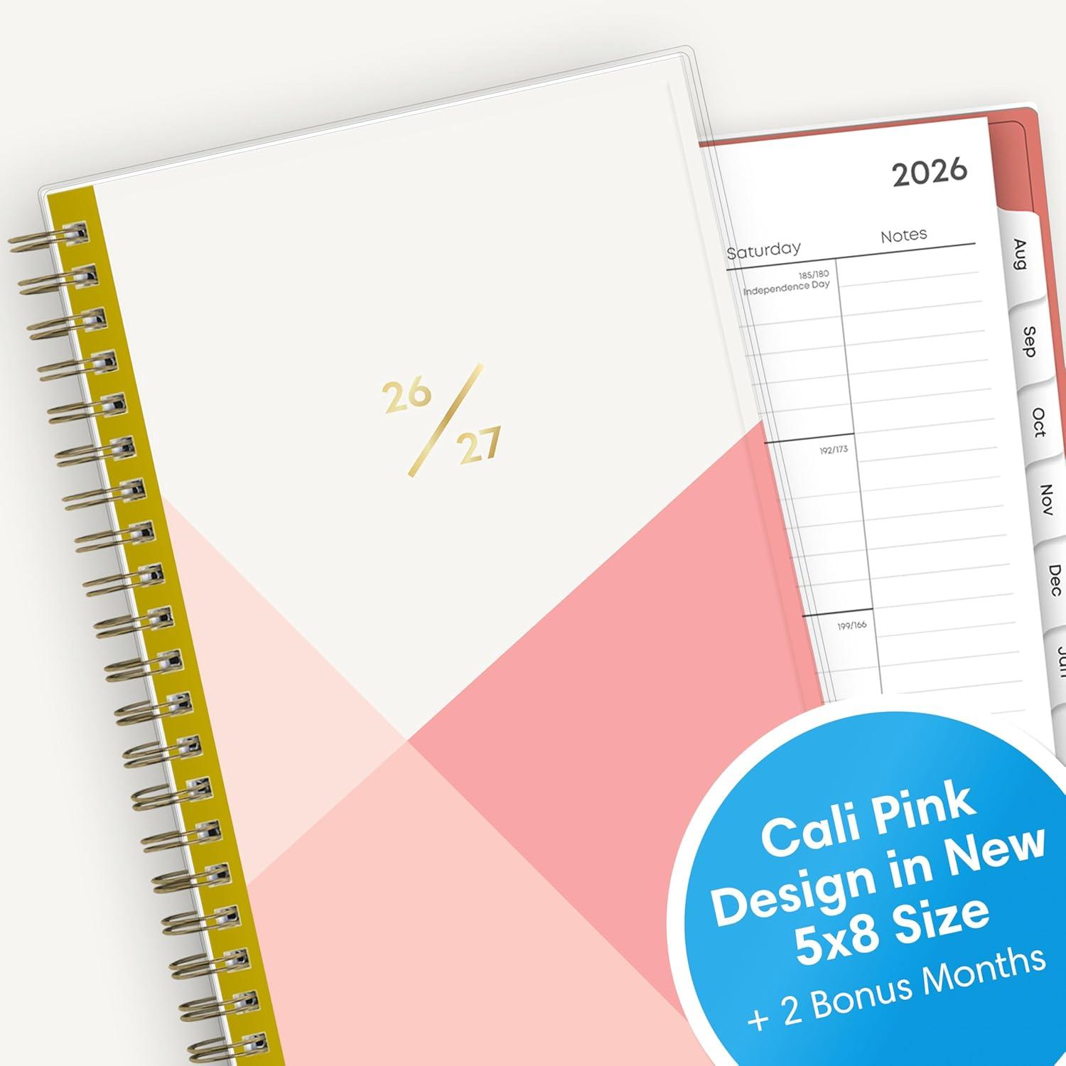 imageBlue Sky 20262027 Weekly and Monthly Academic Year Planner Calendar July 2026 June 2027 5 x 8 Clear Pocket Cover Wirebound Laminated Tabs Cali PinkCali Pink 20262027