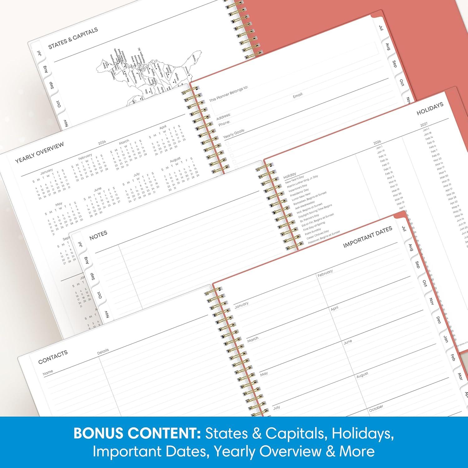 imageBlue Sky 20262027 Weekly and Monthly Academic Year Planner Calendar July 2026 June 2027 5 x 8 Clear Pocket Cover Wirebound Laminated Tabs Cali PinkCali Pink 20262027