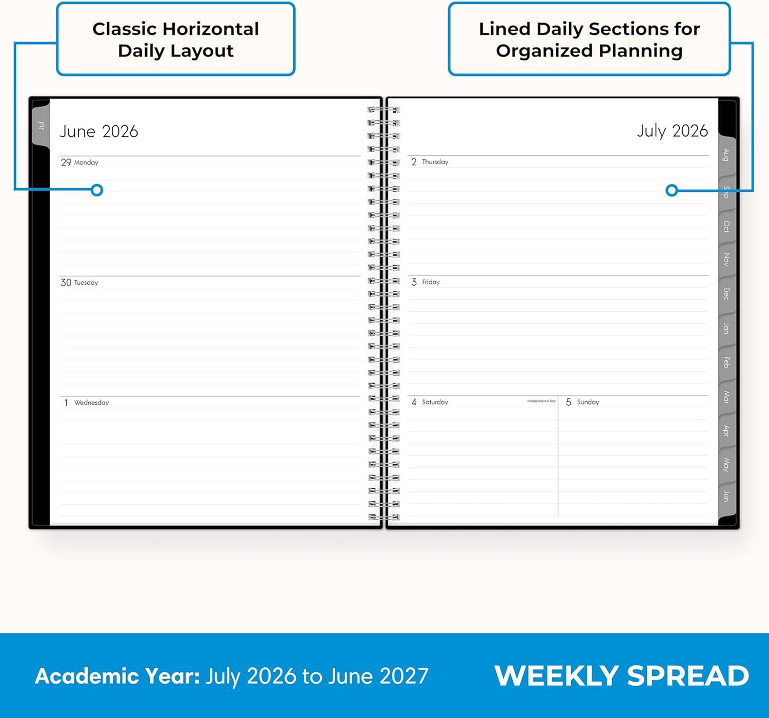 imageBlue Sky 20262027 Weekly and Monthly Academic Year Planner Calendar July 2026 June 2027 5 x 8 Flexible Cover Wirebound Laminated Tabs EnterpriseEnterprise 20262027