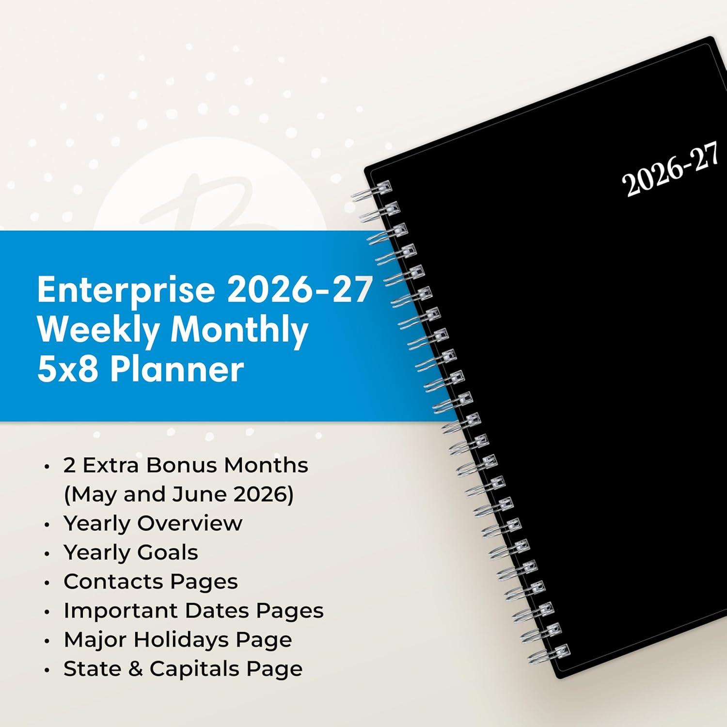 imageBlue Sky 20262027 Weekly and Monthly Academic Year Planner Calendar July 2026 June 2027 5 x 8 Flexible Cover Wirebound Laminated Tabs EnterpriseEnterprise 20262027