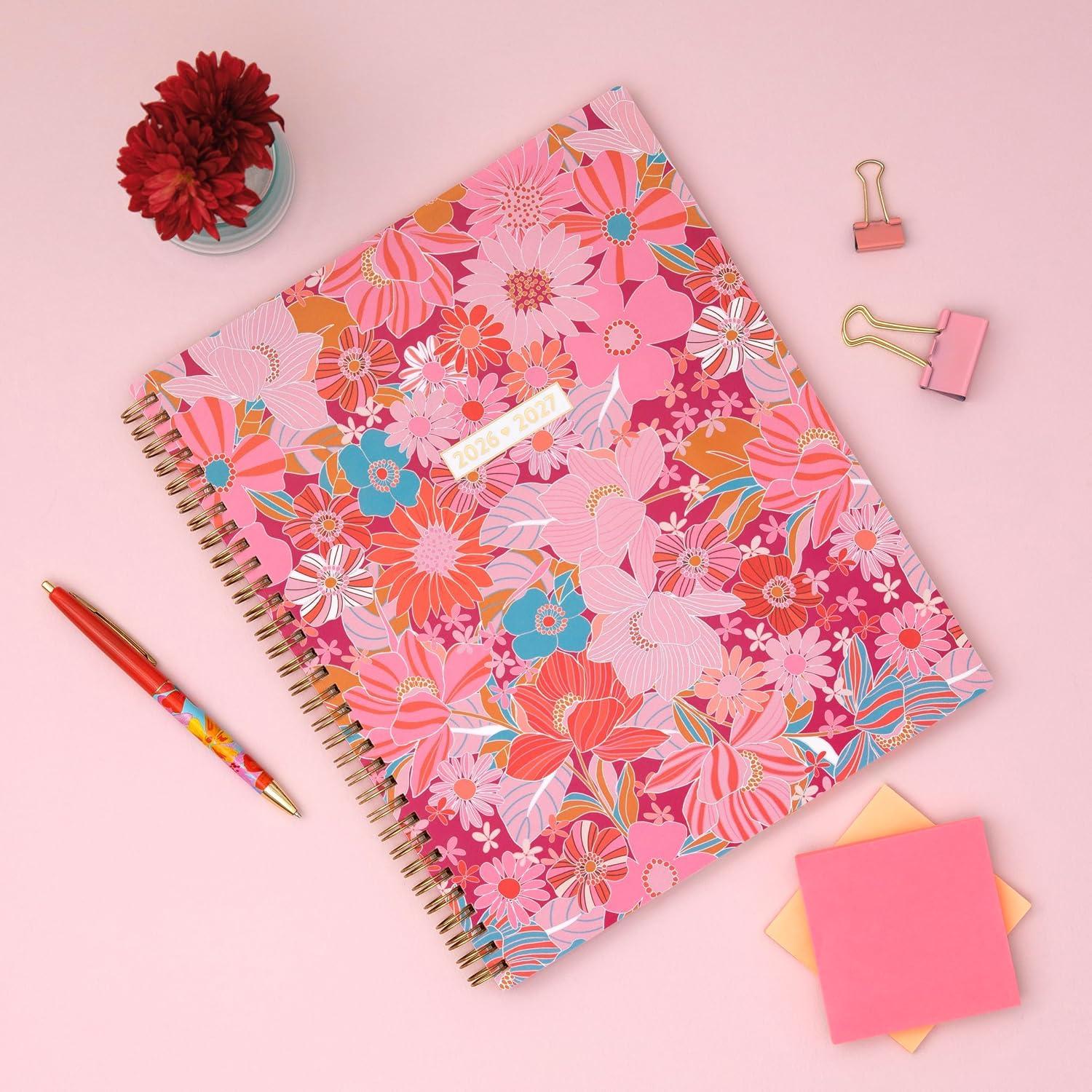 imageBlue Sky Color Me Courtney 20262027 Weekly and Monthly Academic Year Planner Calendar July 2026 June 2027 5 x 8 Flexible Cover Wirebound Laminated Tabs Storage Pocket Includes Stickers Bloom PinkBloom Pink 20262027