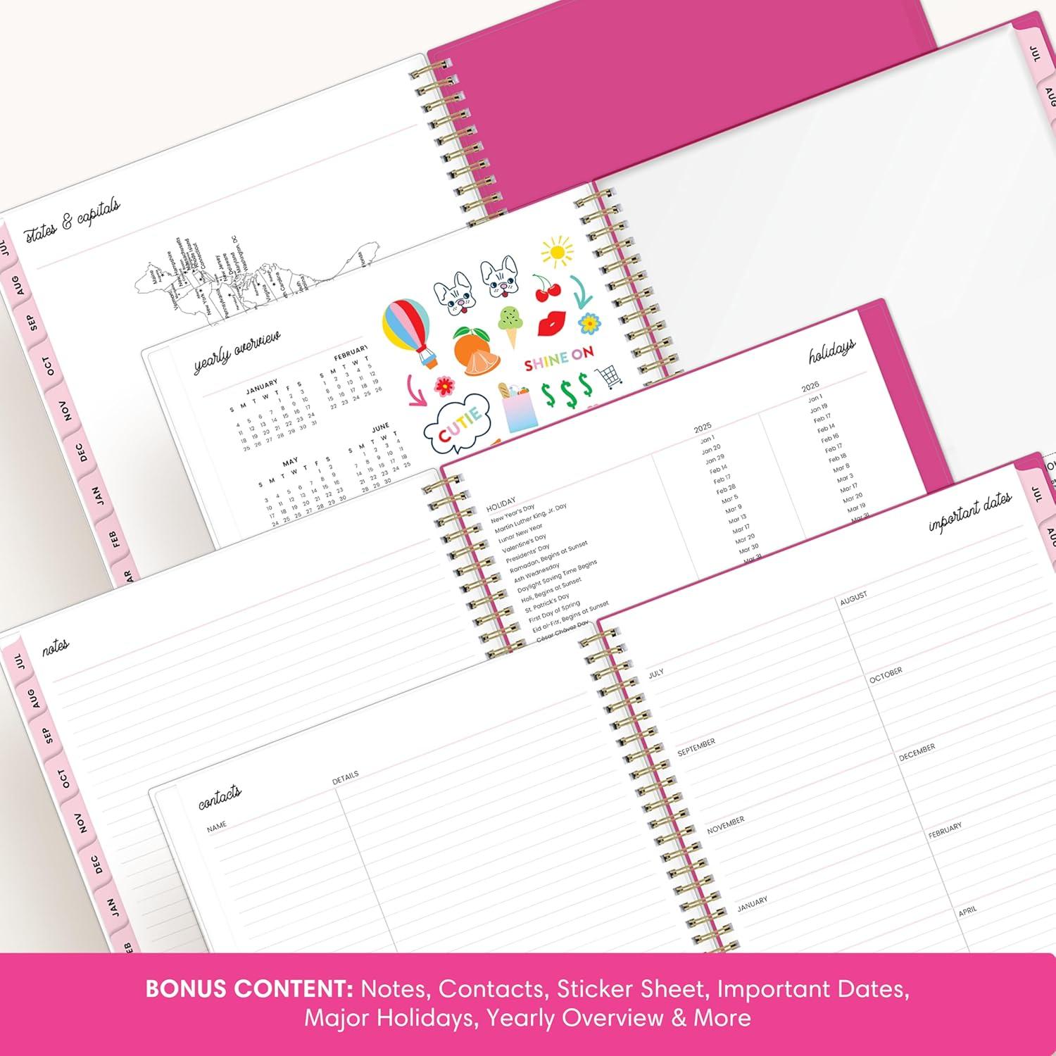 imageBlue Sky Color Me Courtney 20262027 Weekly and Monthly Academic Year Planner Calendar July 2026 June 2027 5 x 8 Flexible Cover Wirebound Laminated Tabs Storage Pocket Includes Stickers Bloom PinkBloom Pink 20262027