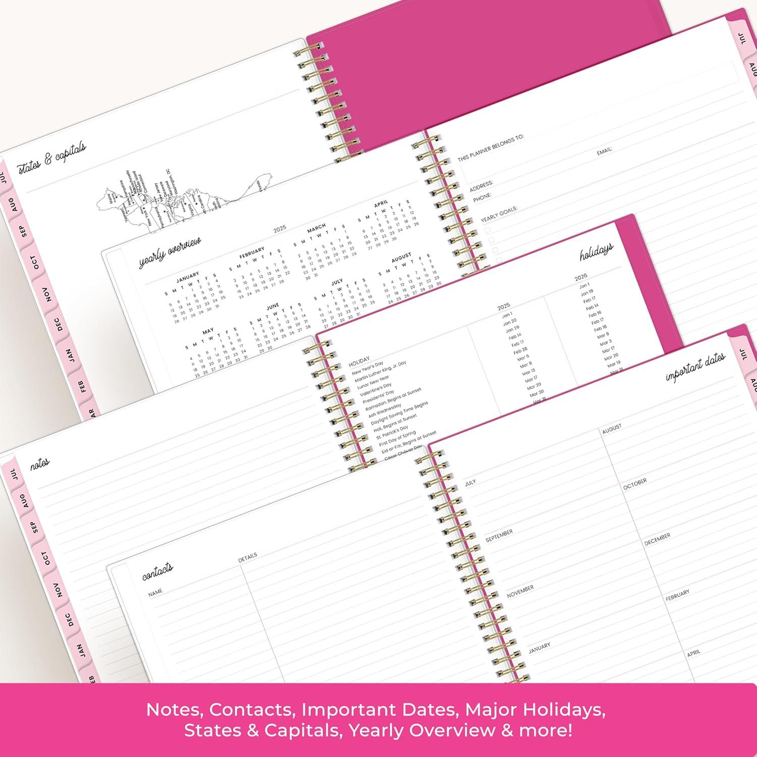 imageBlue Sky Color Me Courtney 20262027 Weekly and Monthly Academic Year Planner Calendar July 2026 June 2027 5 x 8 Flexible Cover Wirebound Laminated Tabs Storage Pocket Includes Stickers Bloom PinkBloom Pink 20252026