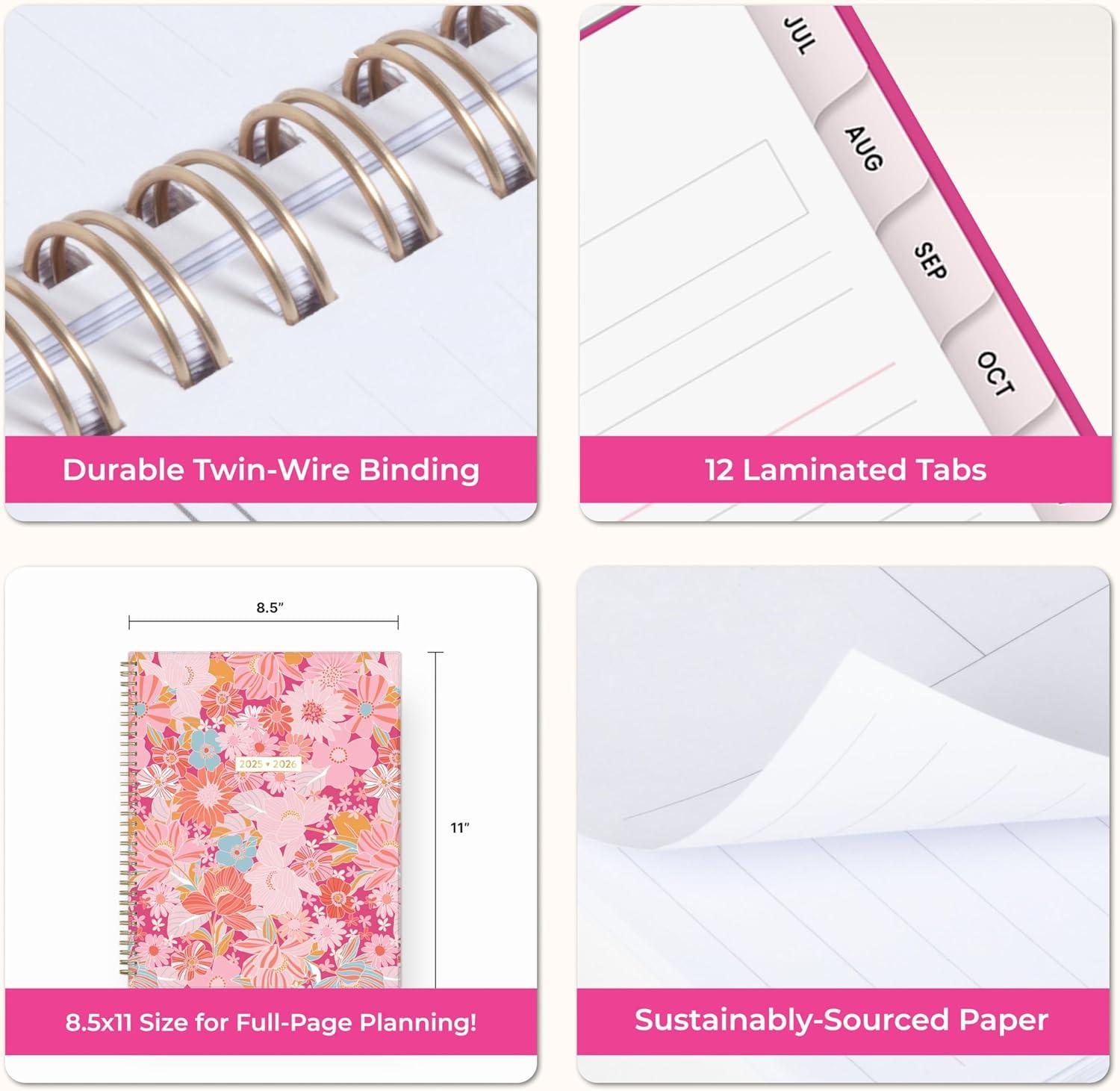 imageBlue Sky Color Me Courtney 20262027 Weekly and Monthly Academic Year Planner Calendar July 2026 June 2027 5 x 8 Flexible Cover Wirebound Laminated Tabs Storage Pocket Includes Stickers Bloom PinkBloom Pink 20252026