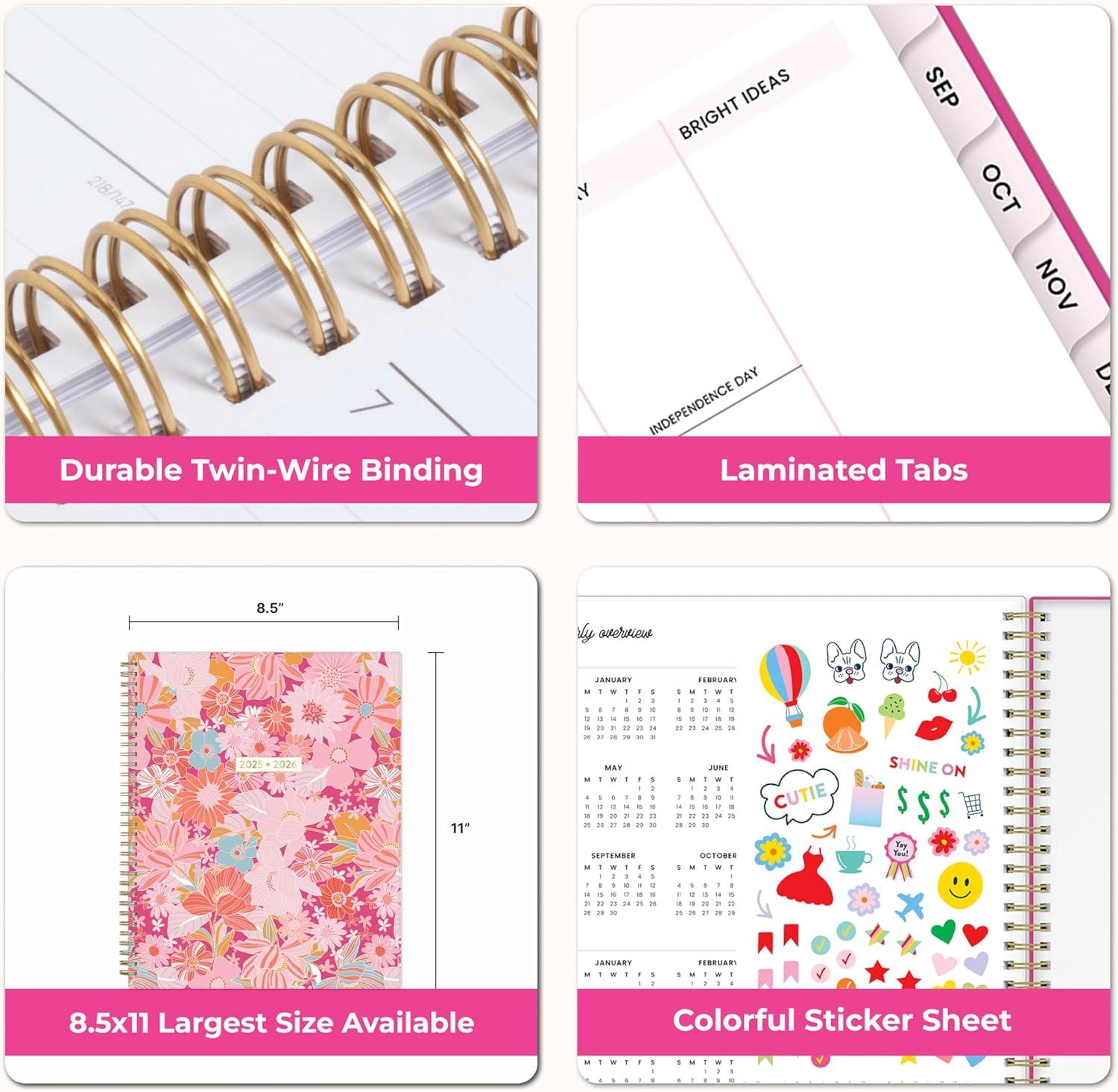 imageBlue Sky Color Me Courtney 20262027 Weekly and Monthly Academic Year Planner Calendar July 2026 June 2027 5 x 8 Flexible Cover Wirebound Laminated Tabs Storage Pocket Includes Stickers Bloom PinkBloom Pink 20262027
