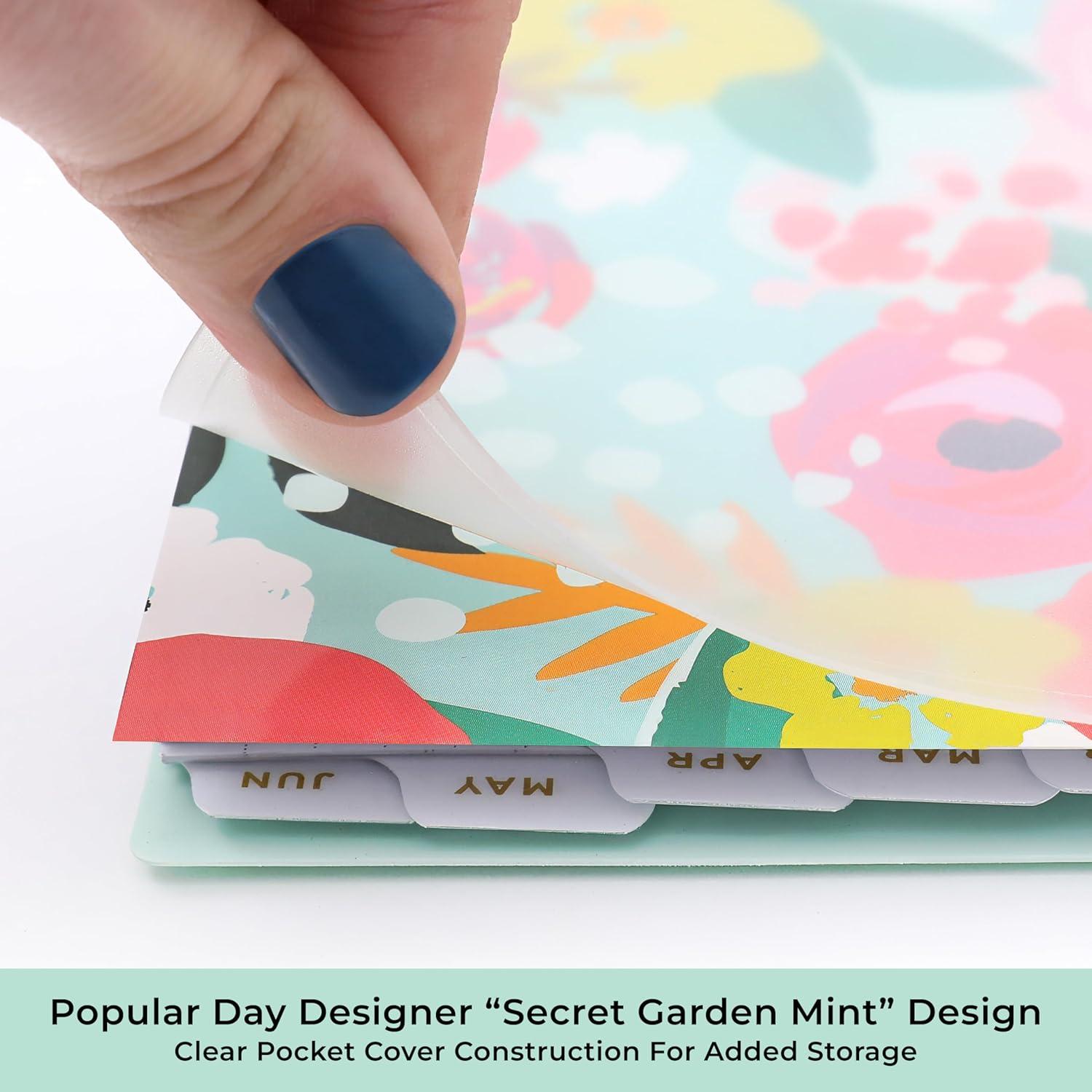 imageBlue Sky Day Designer 20262027 Weekly and Monthly Academic Year Planner Calendar July 2026 June 2027 5 x 8 Flexible Cover Laminated Tabs Storage Pocket Includes Stickers Secret Garden MintSecret Garden Mint 20262027