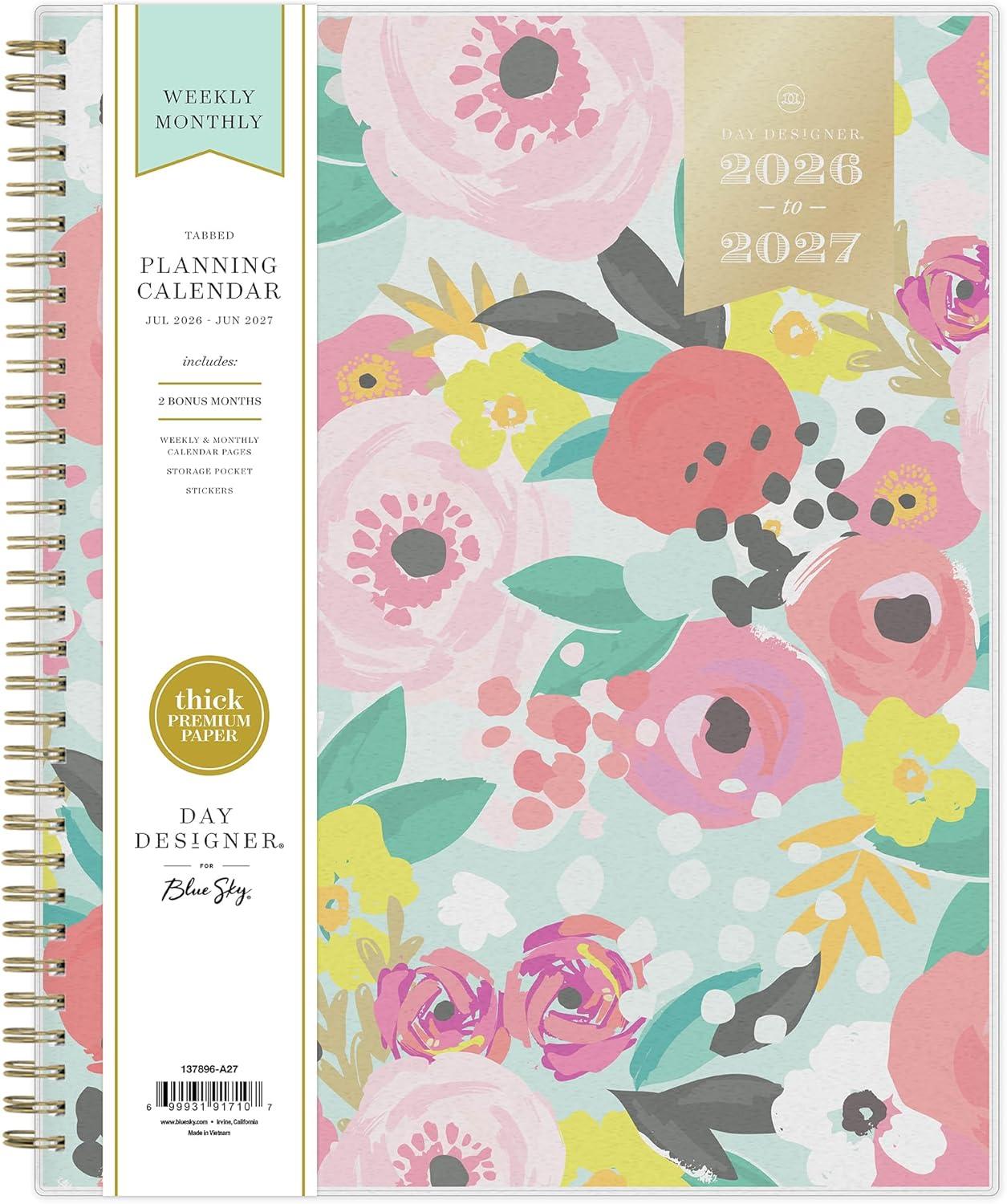 imageBlue Sky Day Designer 20262027 Weekly and Monthly Academic Year Planner Calendar July 2026 June 2027 5 x 8 Flexible Cover Laminated Tabs Storage Pocket Includes Stickers Secret Garden MintSecret Garden Mint 20262027