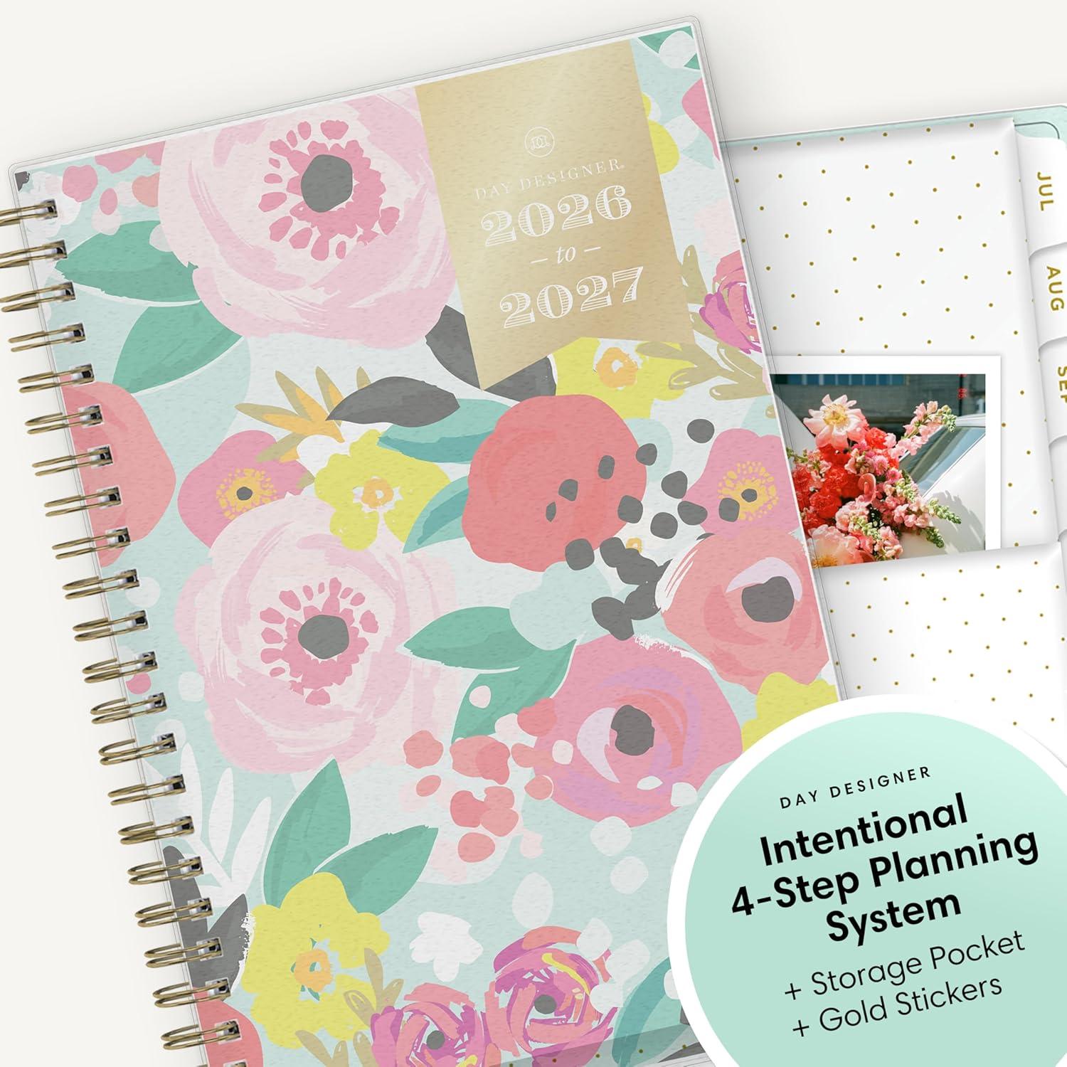 imageBlue Sky Day Designer 20262027 Weekly and Monthly Academic Year Planner Calendar July 2026 June 2027 5 x 8 Flexible Cover Laminated Tabs Storage Pocket Includes Stickers Secret Garden MintSecret Garden Mint 20262027