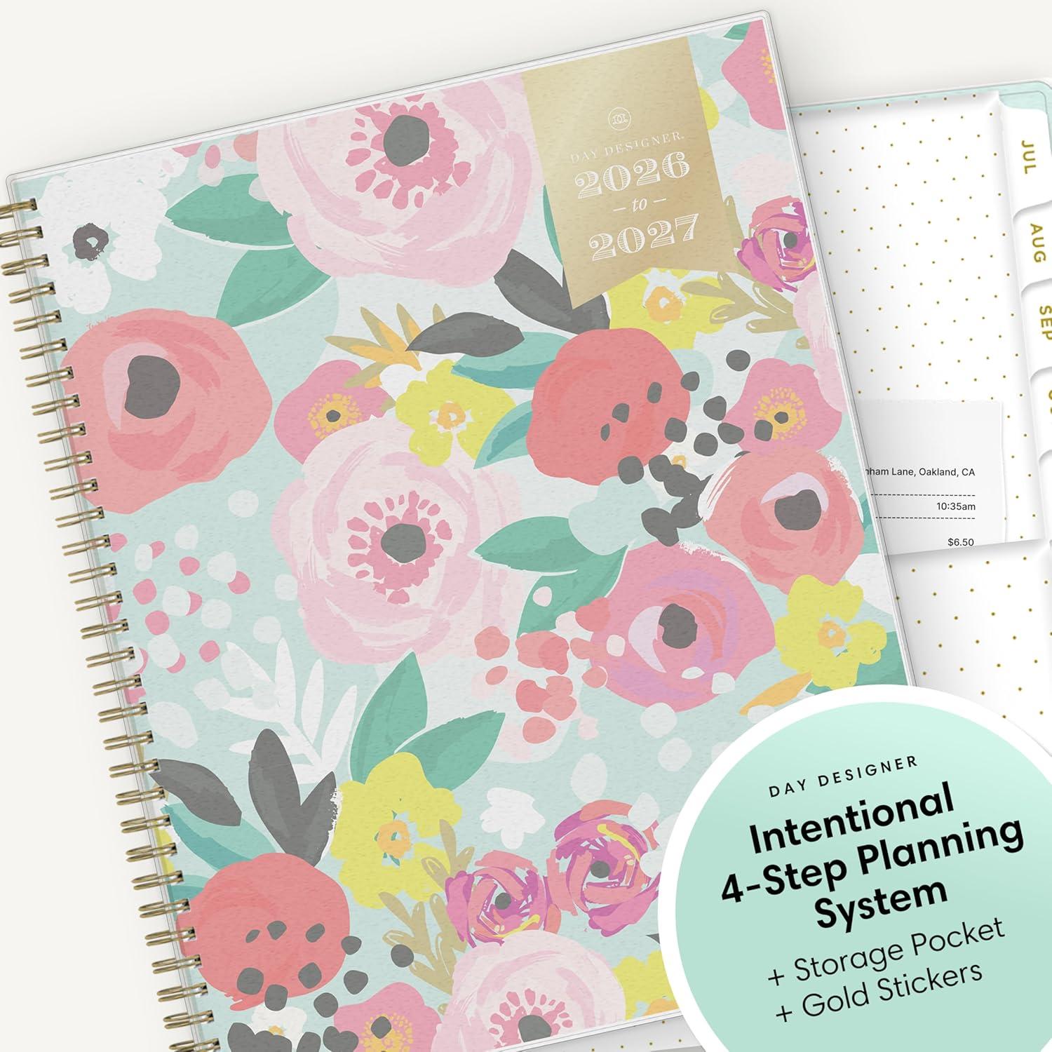 imageBlue Sky Day Designer 20262027 Weekly and Monthly Academic Year Planner Calendar July 2026 June 2027 5 x 8 Flexible Cover Laminated Tabs Storage Pocket Includes Stickers Secret Garden MintSecret Garden Mint 20262027