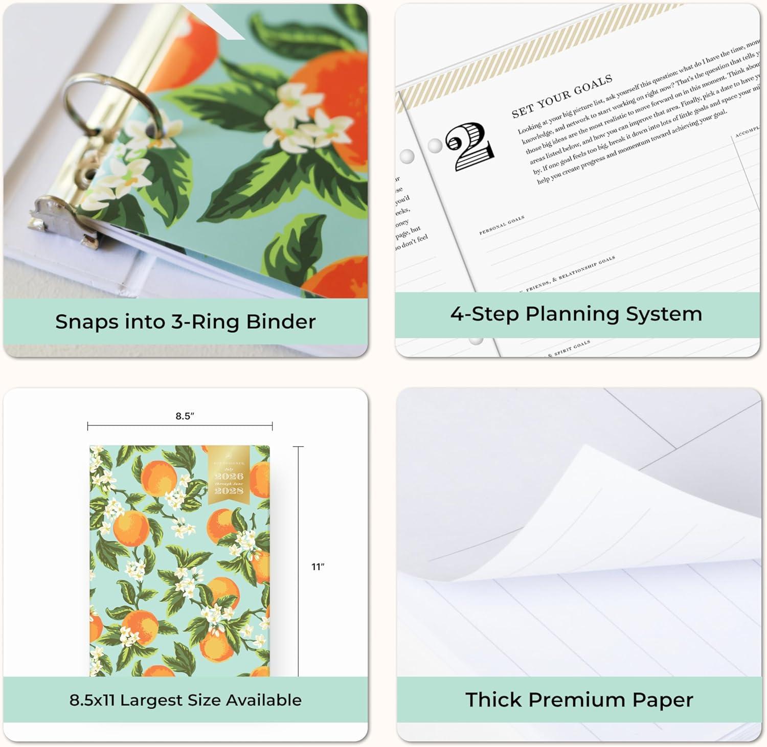 imageBlue Sky Day Designer 20262028 Monthly Academic Year 24 Month Planner Calendar July 2026 June 2028 5 x 8 Flexible Cover Stapled Binding Orange Blossom MintOrange Blossom Mint 20262028