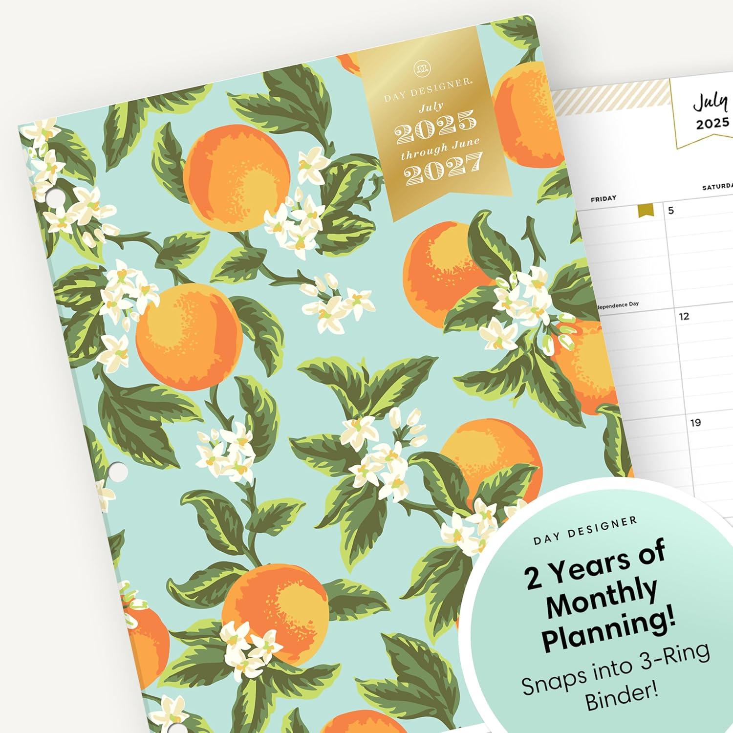 imageBlue Sky Day Designer 20262028 Monthly Academic Year 24 Month Planner Calendar July 2026 June 2028 5 x 8 Flexible Cover Stapled Binding Orange Blossom MintOrange Blossom Mint 20252026