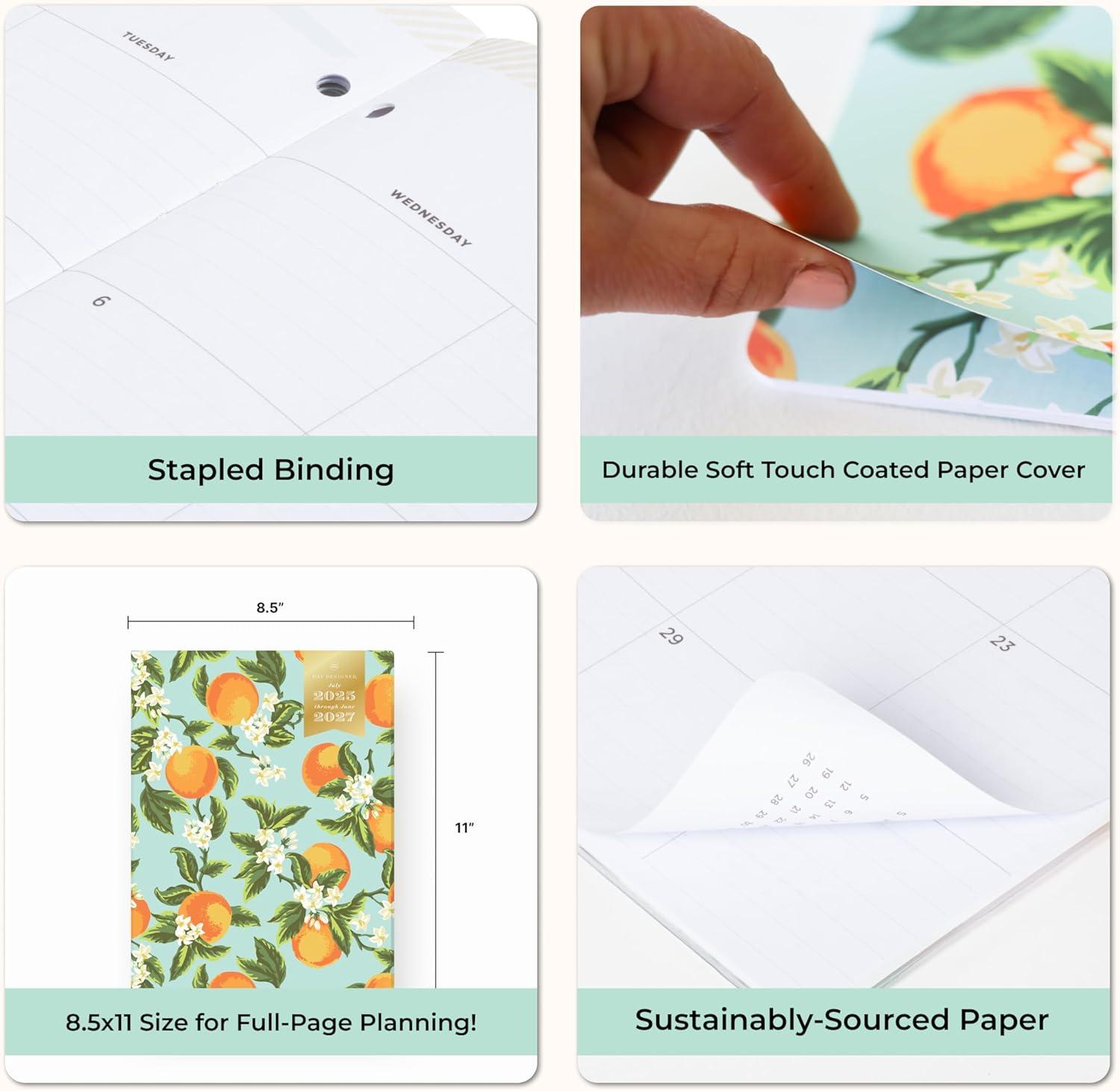 imageBlue Sky Day Designer 20262028 Monthly Academic Year 24 Month Planner Calendar July 2026 June 2028 5 x 8 Flexible Cover Stapled Binding Orange Blossom MintOrange Blossom Mint 20252026