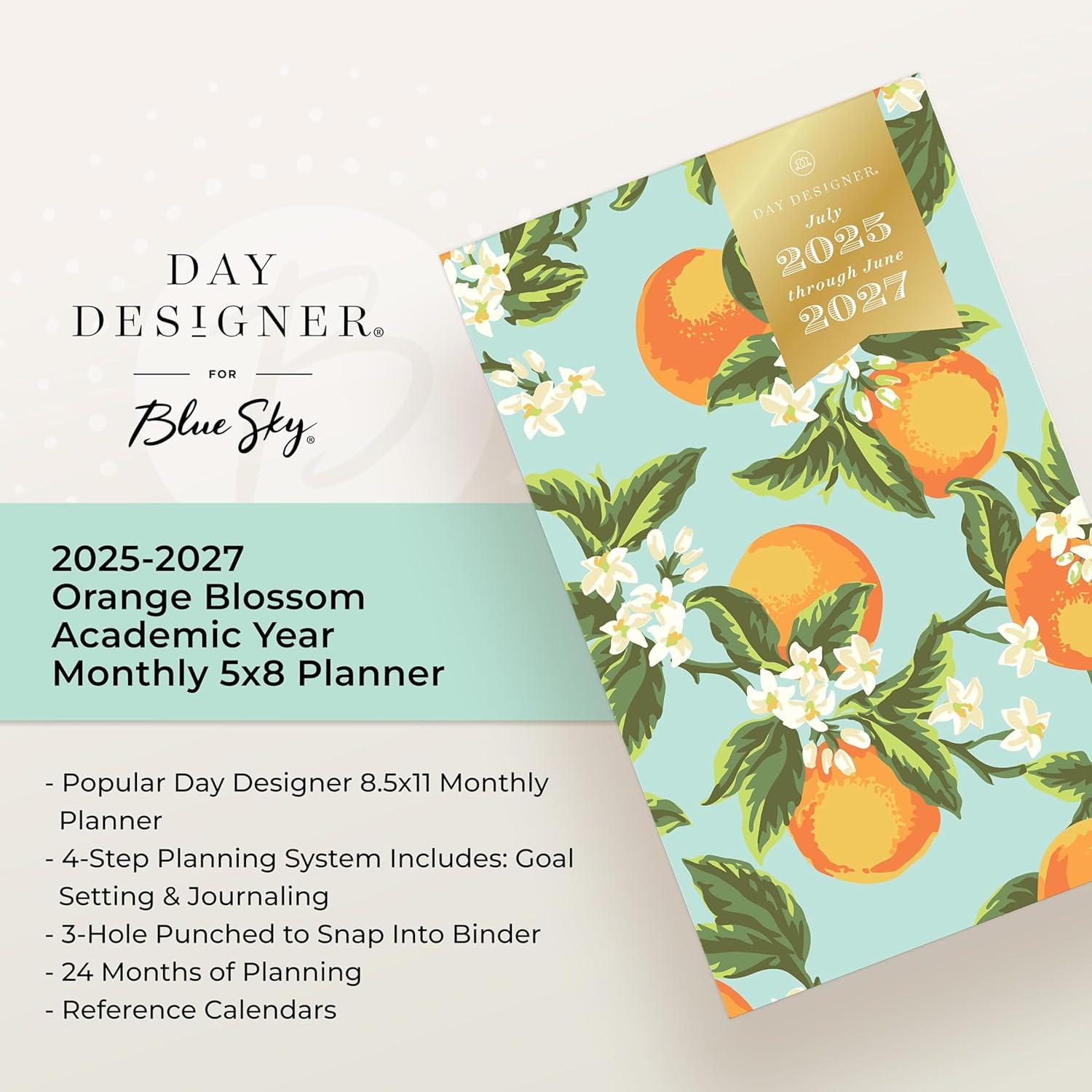 imageBlue Sky Day Designer 20262028 Monthly Academic Year 24 Month Planner Calendar July 2026 June 2028 5 x 8 Flexible Cover Stapled Binding Orange Blossom MintOrange Blossom Mint 20252026