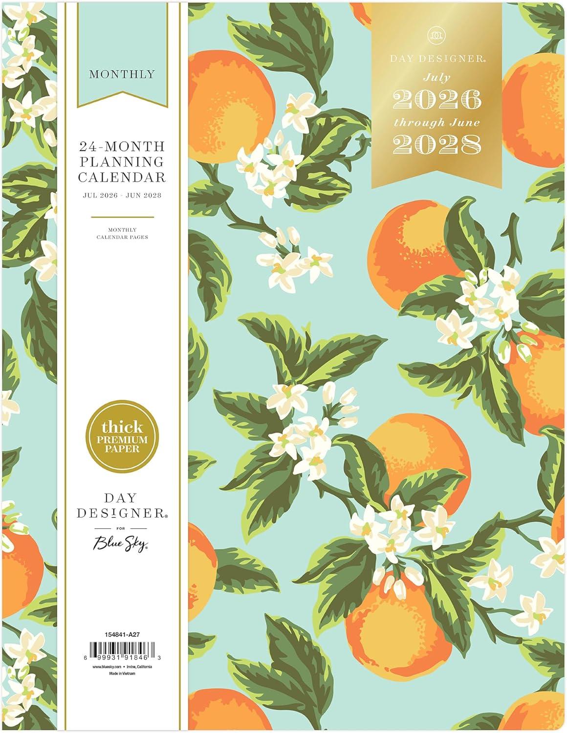 imageBlue Sky Day Designer 20262028 Monthly Academic Year 24 Month Planner Calendar July 2026 June 2028 5 x 8 Flexible Cover Stapled Binding Orange Blossom MintOrange Blossom Mint 20262028