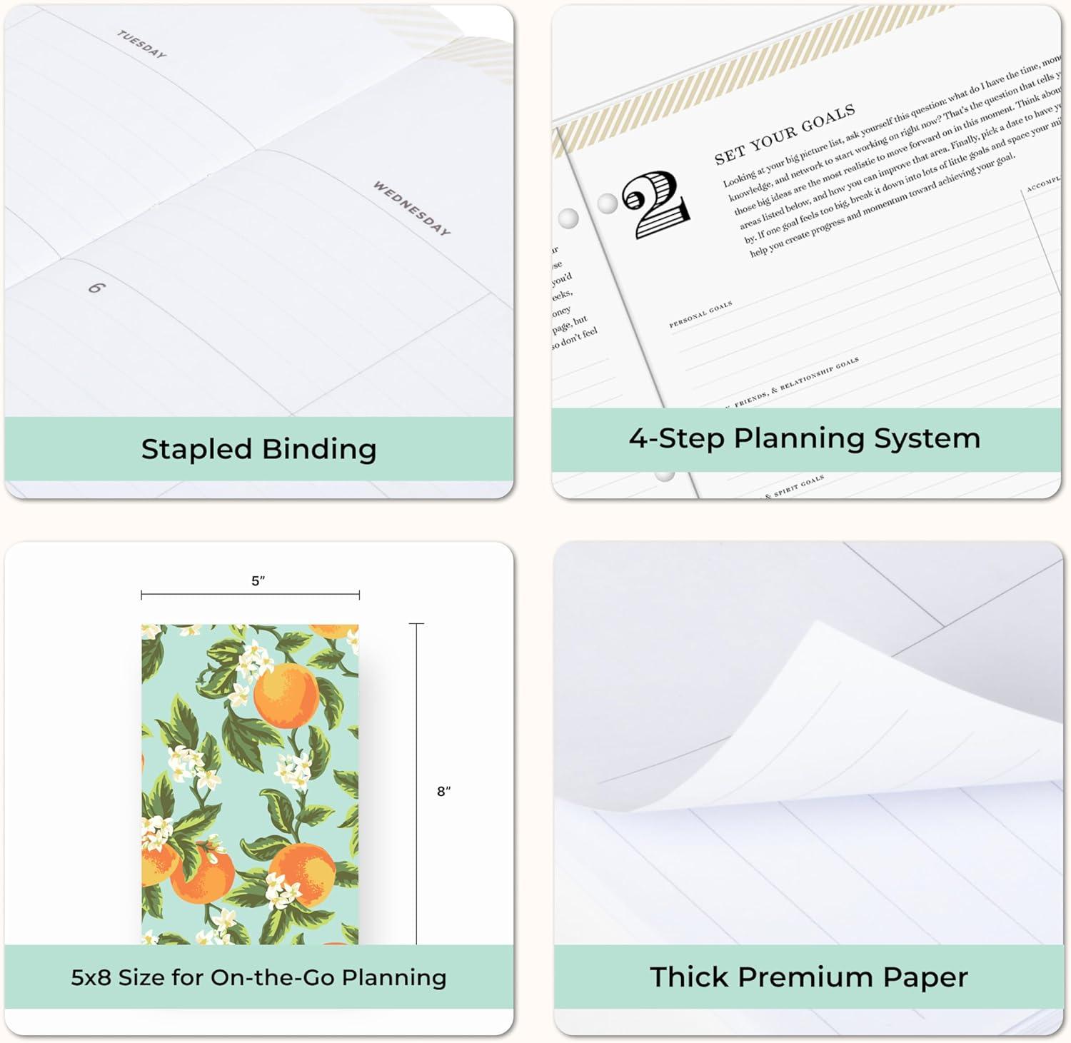imageBlue Sky Day Designer 20262028 Monthly Academic Year 24 Month Planner Calendar July 2026 June 2028 5 x 8 Flexible Cover Stapled Binding Orange Blossom MintOrange Blossom Mint 20262028