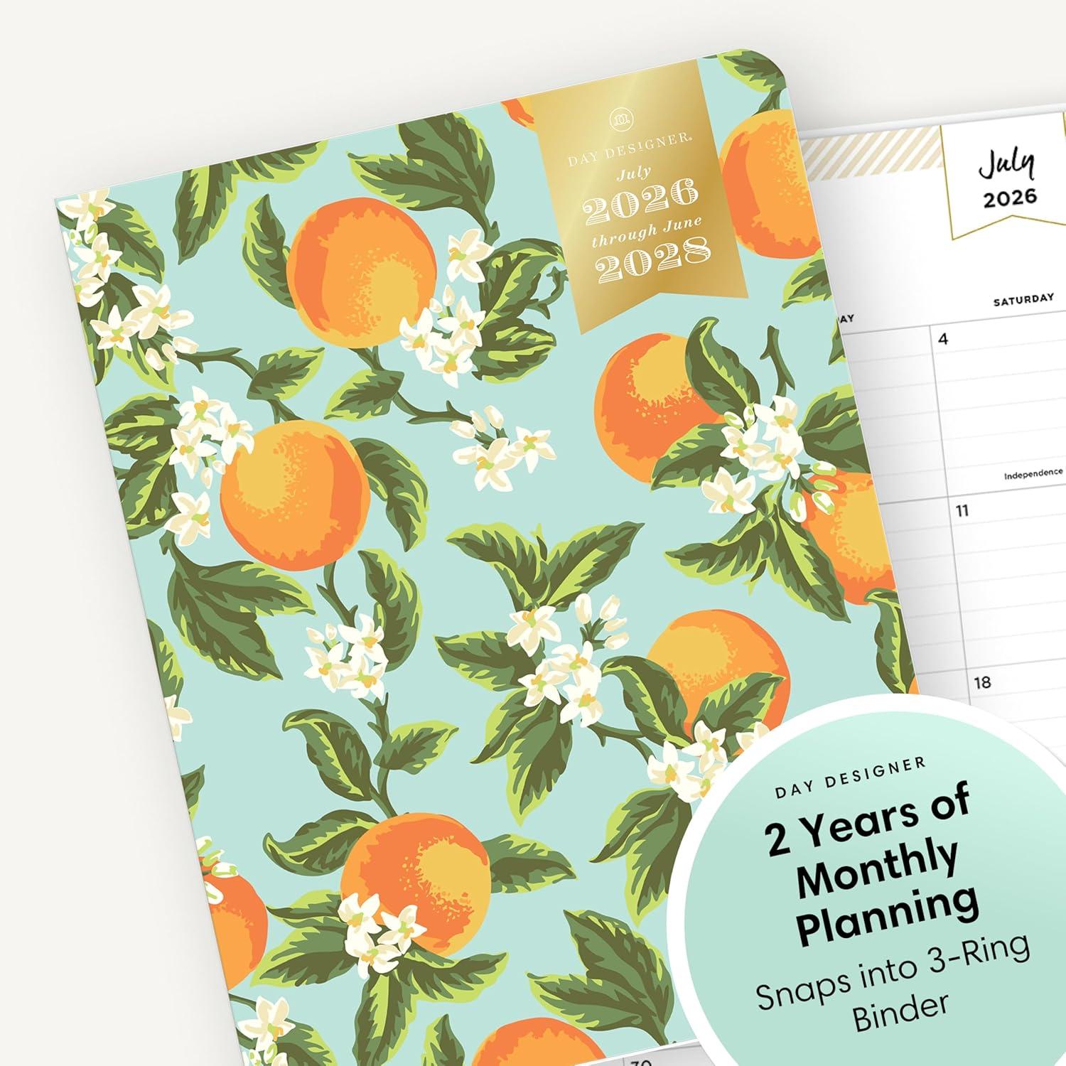 imageBlue Sky Day Designer 20262028 Monthly Academic Year 24 Month Planner Calendar July 2026 June 2028 5 x 8 Flexible Cover Stapled Binding Orange Blossom MintOrange Blossom Mint 20262028