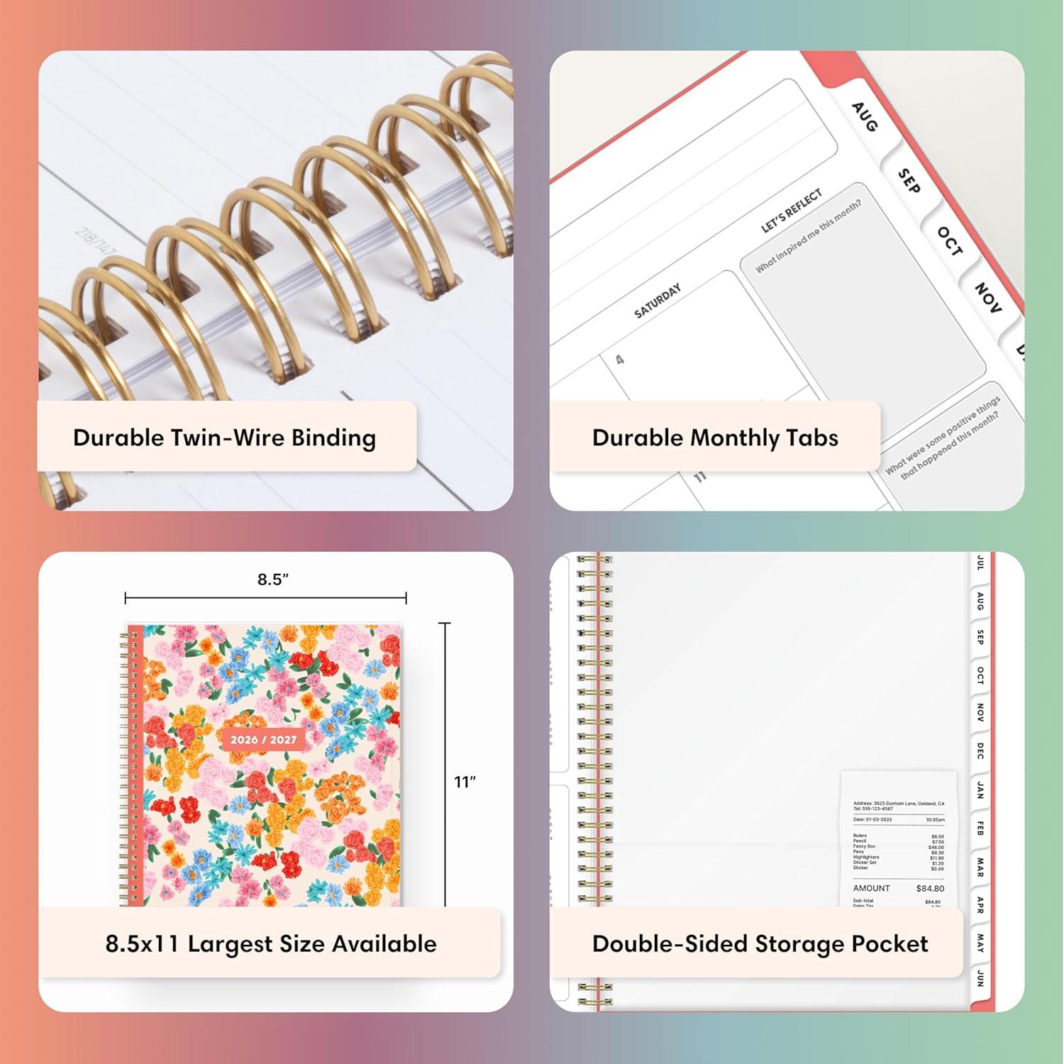 imageBlue Sky Gen Z 20262027 Weekly and Monthly Academic Year Planner Calendar July 2026 June 2027 5 x 8 Flexible Interchangeable Cover Wirebound Laminated Tabs Storage Pocket GladysGladys 20262027
