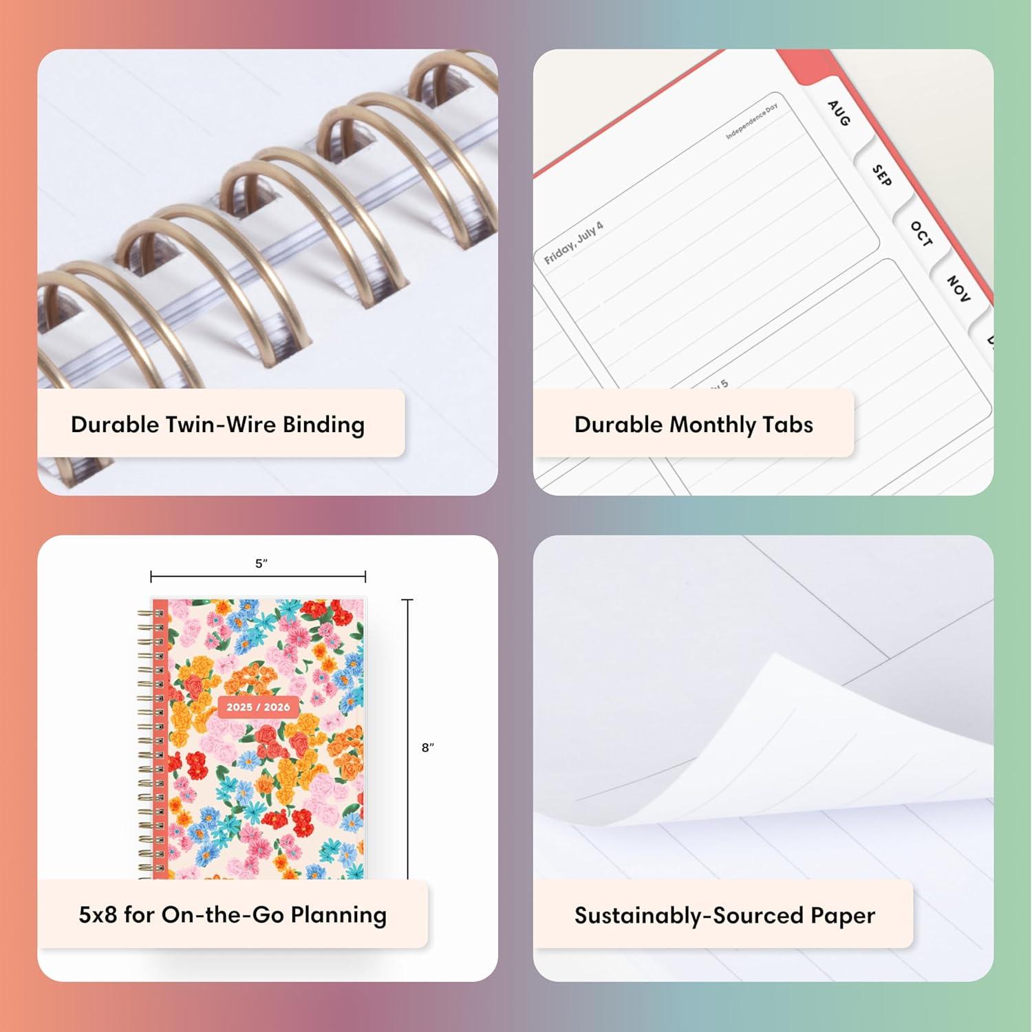 imageBlue Sky Gen Z 20262027 Weekly and Monthly Academic Year Planner Calendar July 2026 June 2027 5 x 8 Flexible Interchangeable Cover Wirebound Laminated Tabs Storage Pocket GladysGladys 20252026