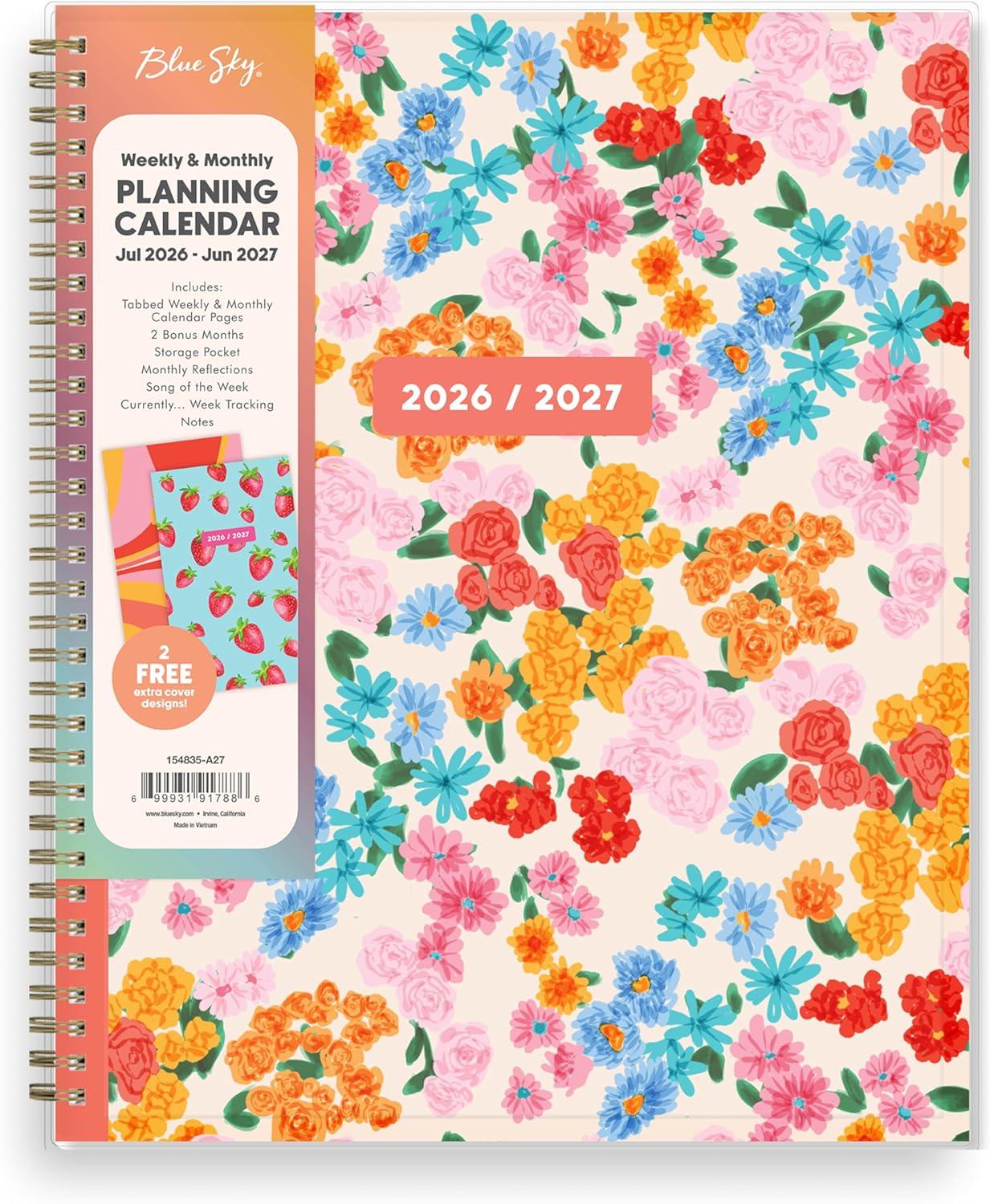 imageBlue Sky Gen Z 20262027 Weekly and Monthly Academic Year Planner Calendar July 2026 June 2027 5 x 8 Flexible Interchangeable Cover Wirebound Laminated Tabs Storage Pocket GladysGladys 20262027