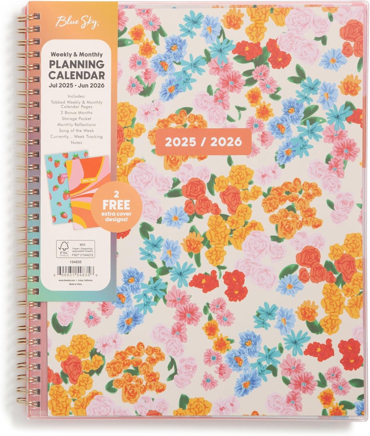 imageBlue Sky Gen Z 20262027 Weekly and Monthly Academic Year Planner Calendar July 2026 June 2027 5 x 8 Flexible Interchangeable Cover Wirebound Laminated Tabs Storage Pocket GladysGladys 20252026