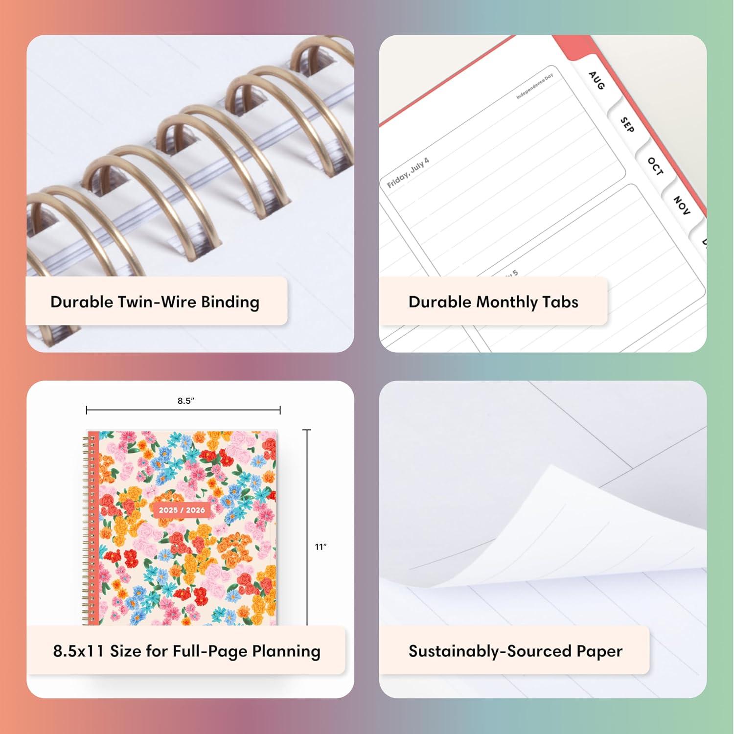 imageBlue Sky Gen Z 20262027 Weekly and Monthly Academic Year Planner Calendar July 2026 June 2027 5 x 8 Flexible Interchangeable Cover Wirebound Laminated Tabs Storage Pocket GladysGladys 20252026