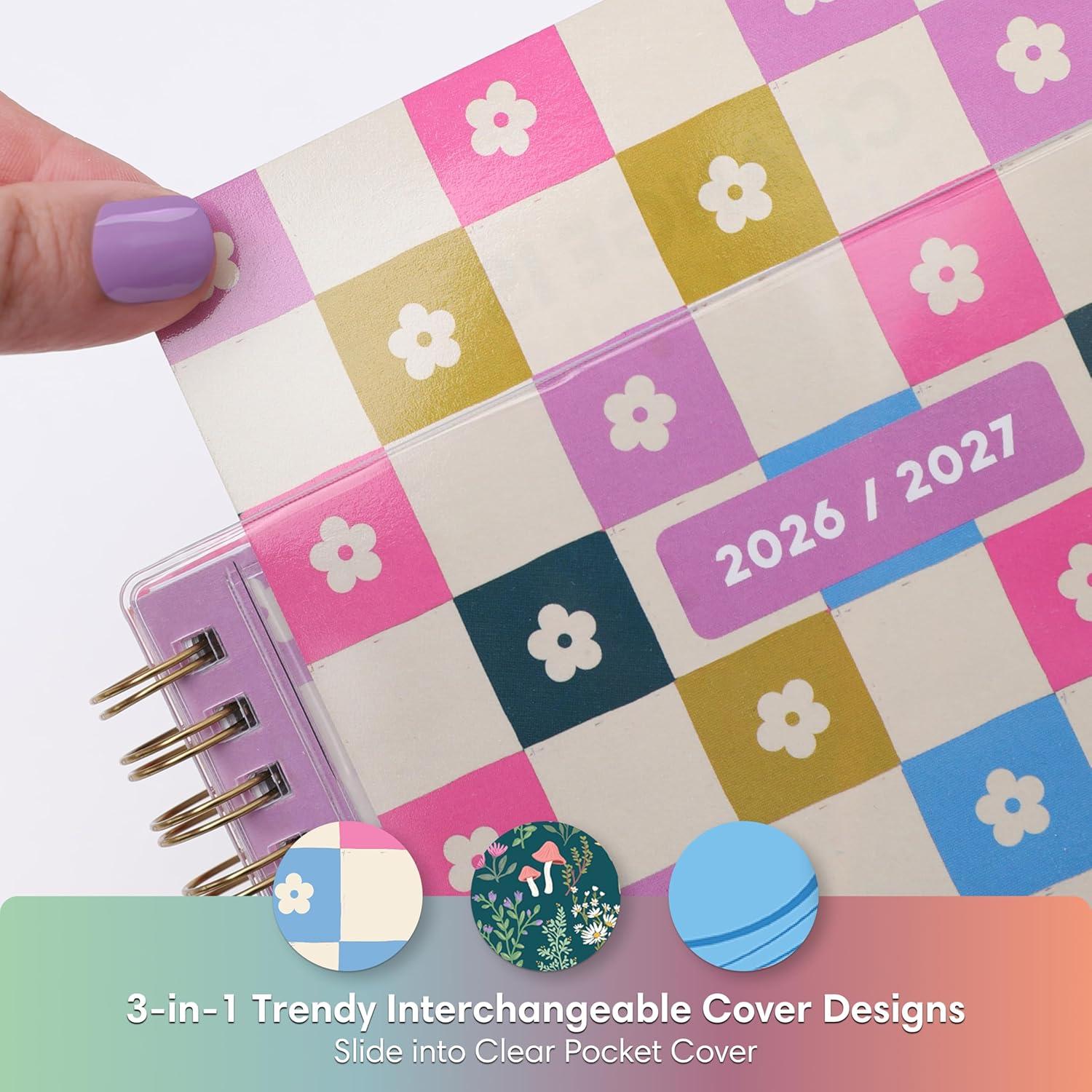 imageBlue Sky Gen Z 20262027 Weekly and Monthly Academic Year Planner Calendar July 2026 June 2027 5 x 8 Flexible Interchangeable Cover Wirebound Laminated Tabs Storage Pocket MaylaMayla 20262027
