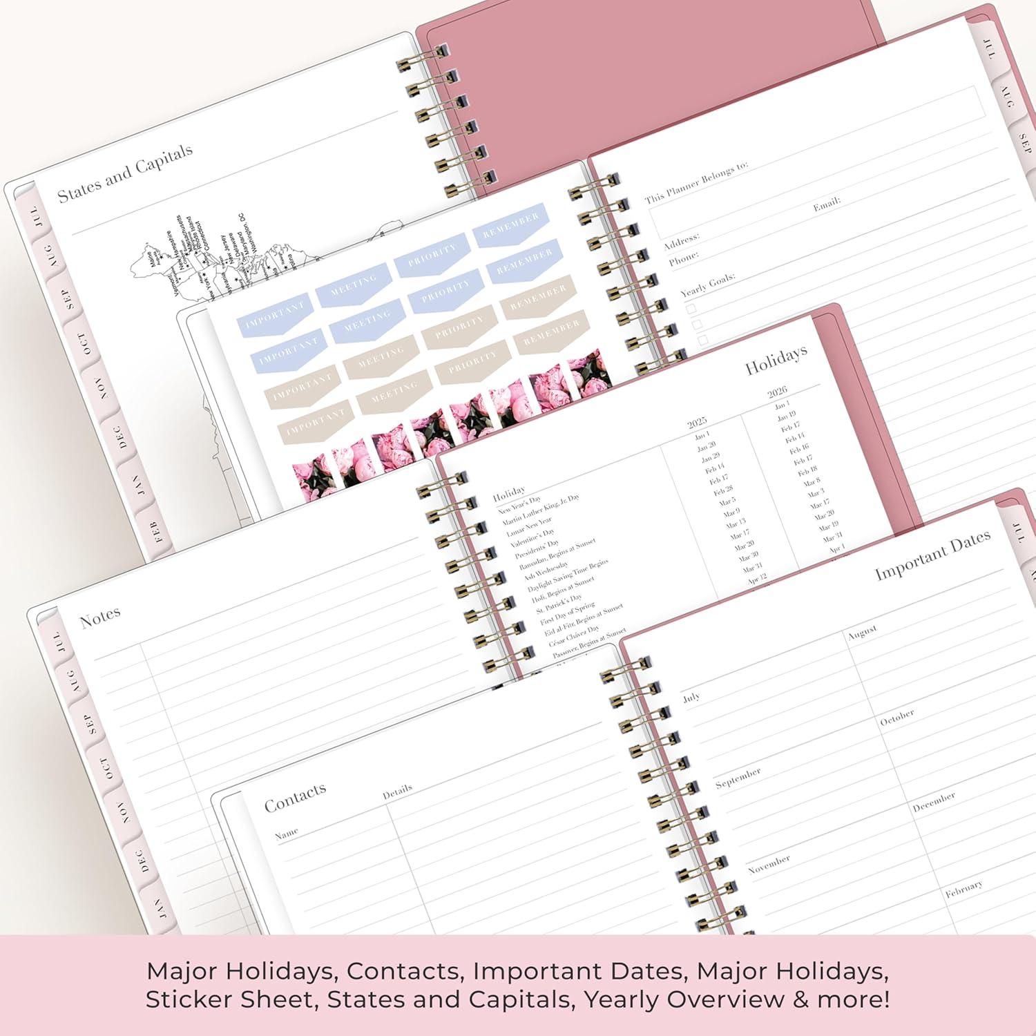 imageBlue Sky Rachel Parcell 20262027 Weekly and Monthly Academic Year Planner Calendar July 2026 June 2027 5 x 8 Flexible Cover Wirebound Laminated Tabs Storage Pocket Includes Stickers PeonyPeony 20252026